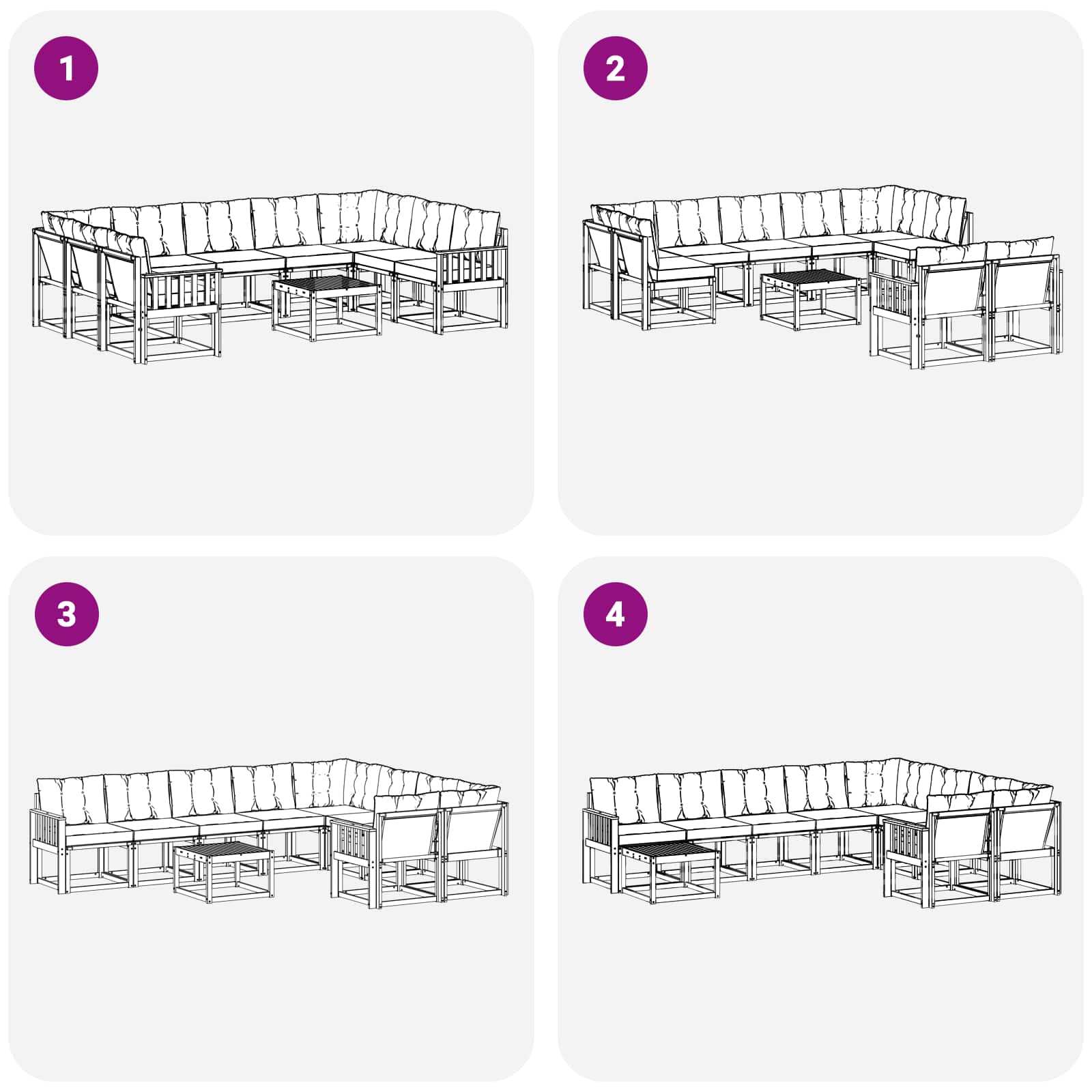 Set vanjskih sofa s jastukom 10 pcs Bijela i crna