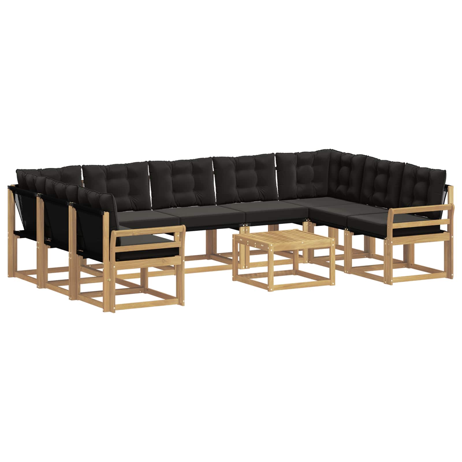 Set vanjskih sofa s jastukom 10 pcs Bijela i crna