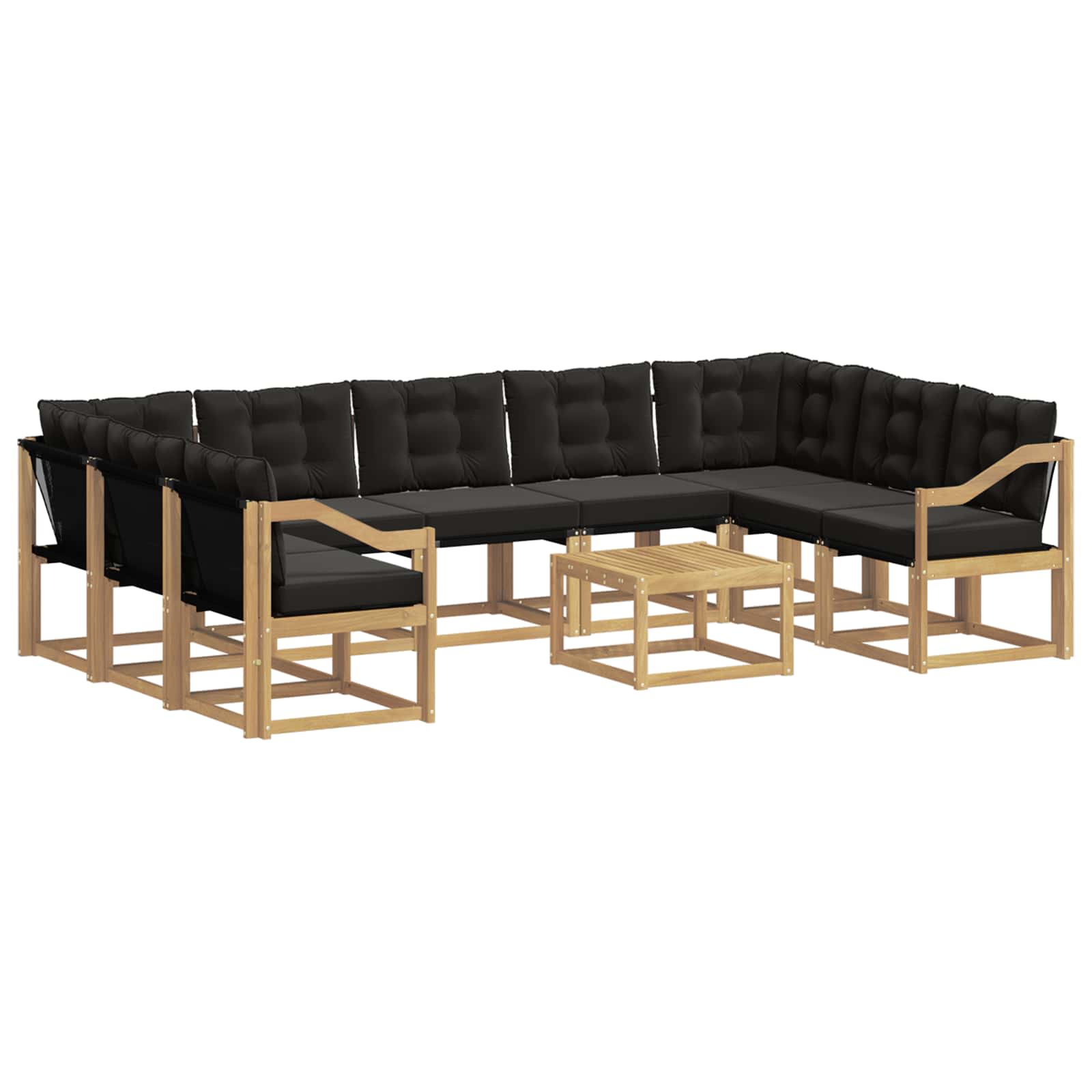 Set vanjskih sofa s jastukom 10 pcs Bijela i crna