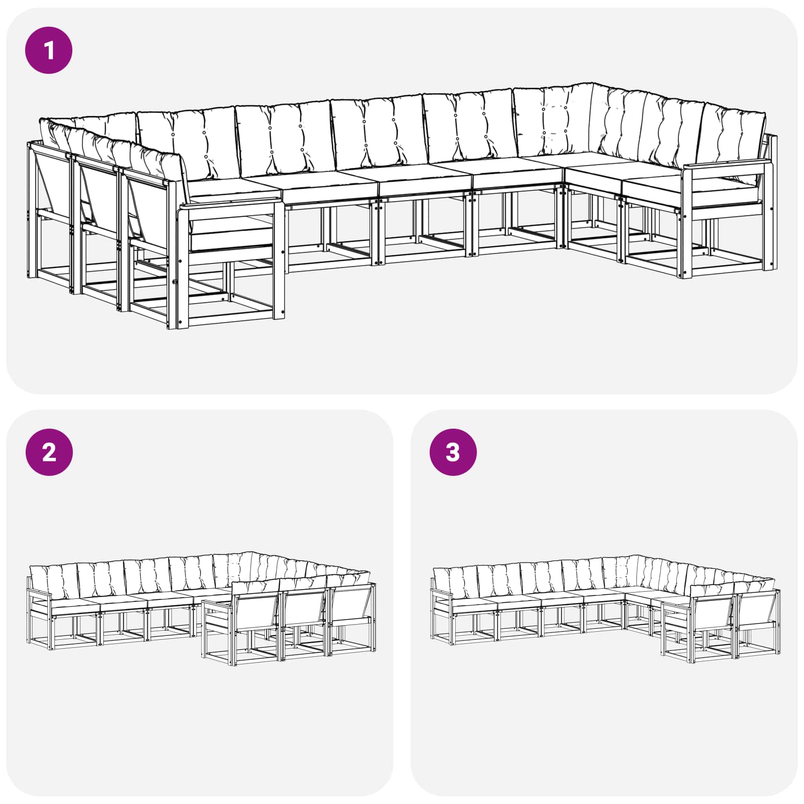 Set vanjskih sofa s jastukom 10 pcs Bijela i crna