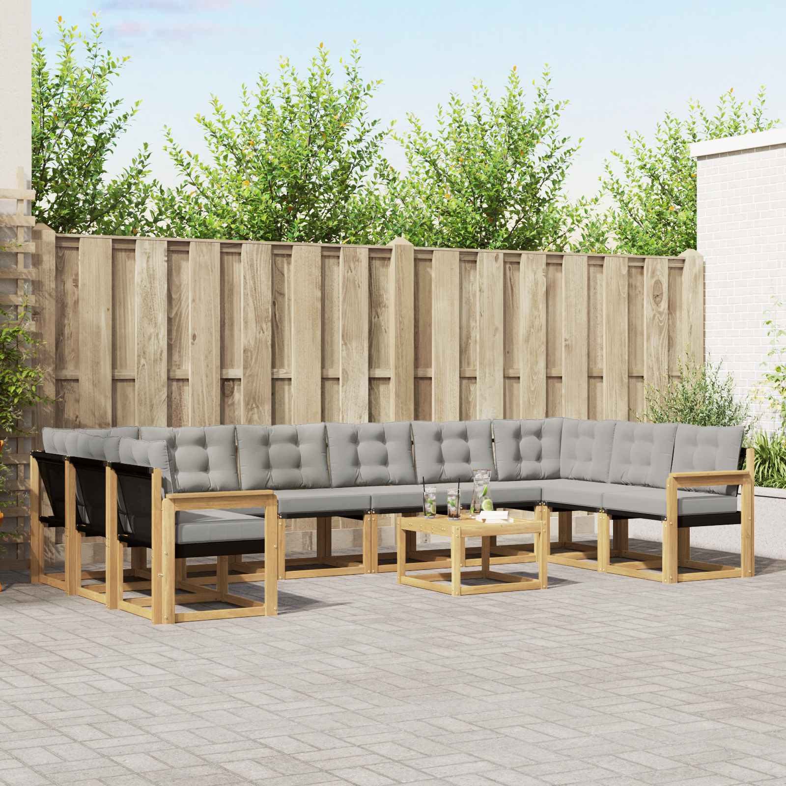 Set vanjskih sofa s jastukom 11 pcs Bijela i svjetlosiva