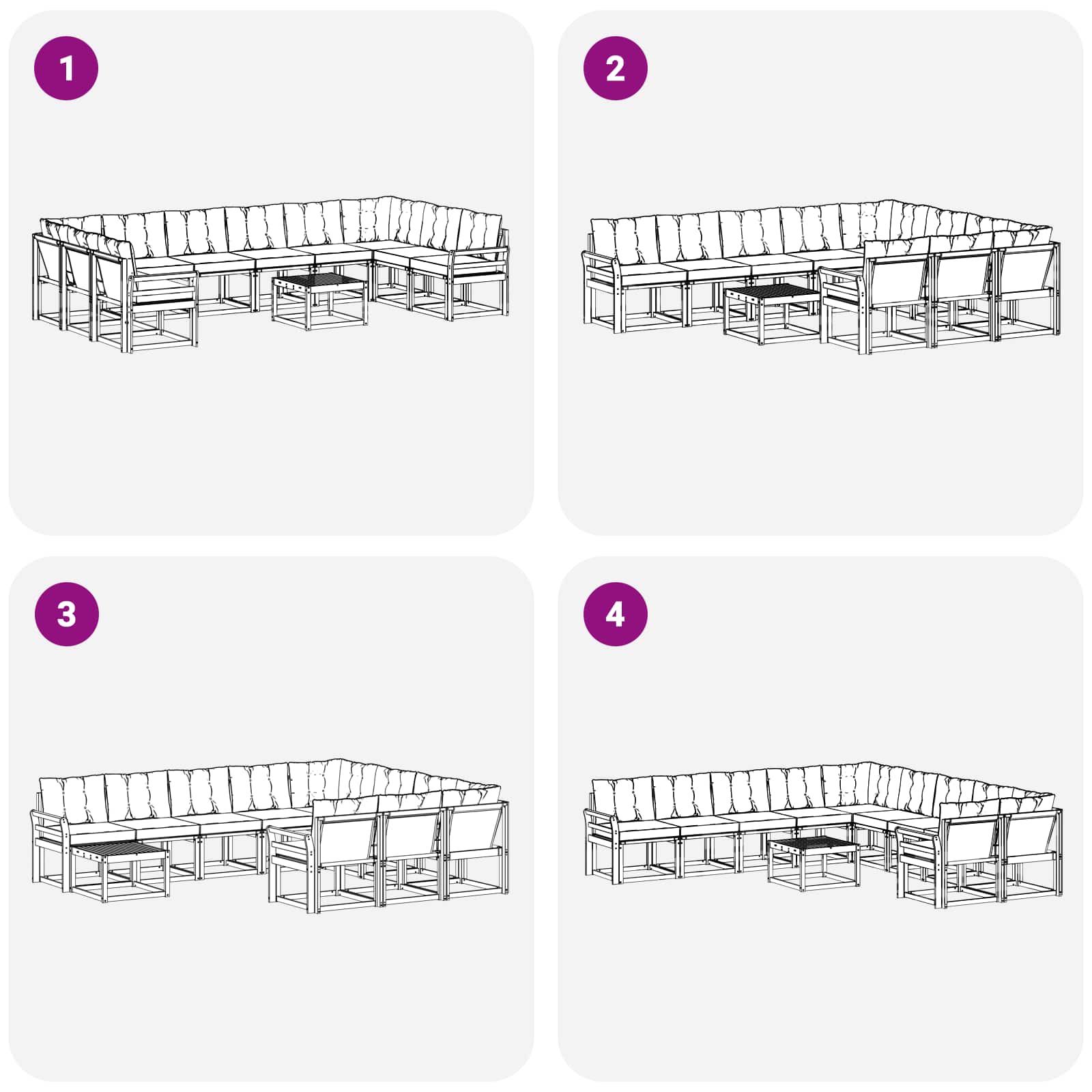 Set vanjskih sofa s jastukom 11 pcs Bijela i crna