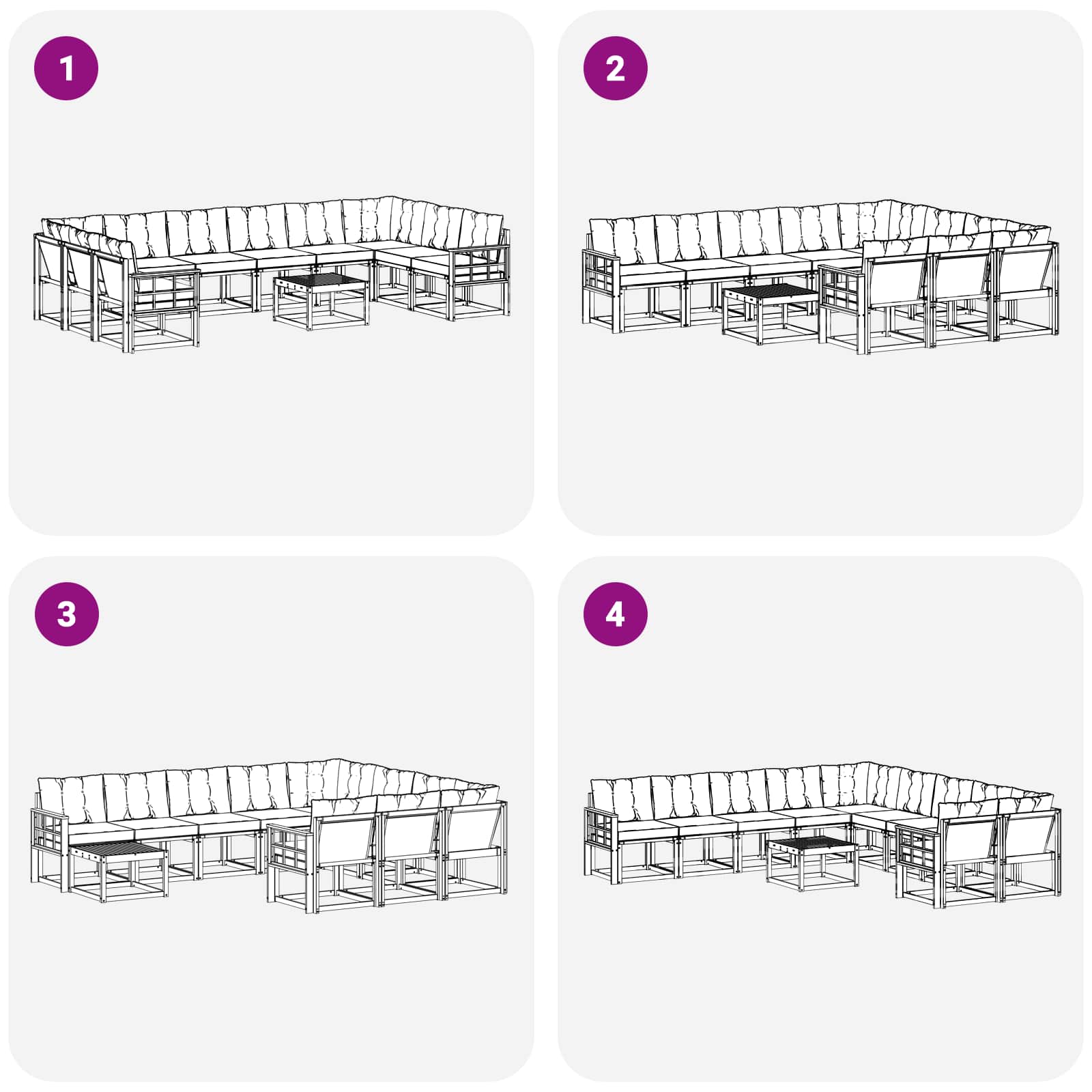 Set vanjskih sofa s jastukom 11 pcs Bijela i svjetlosiva