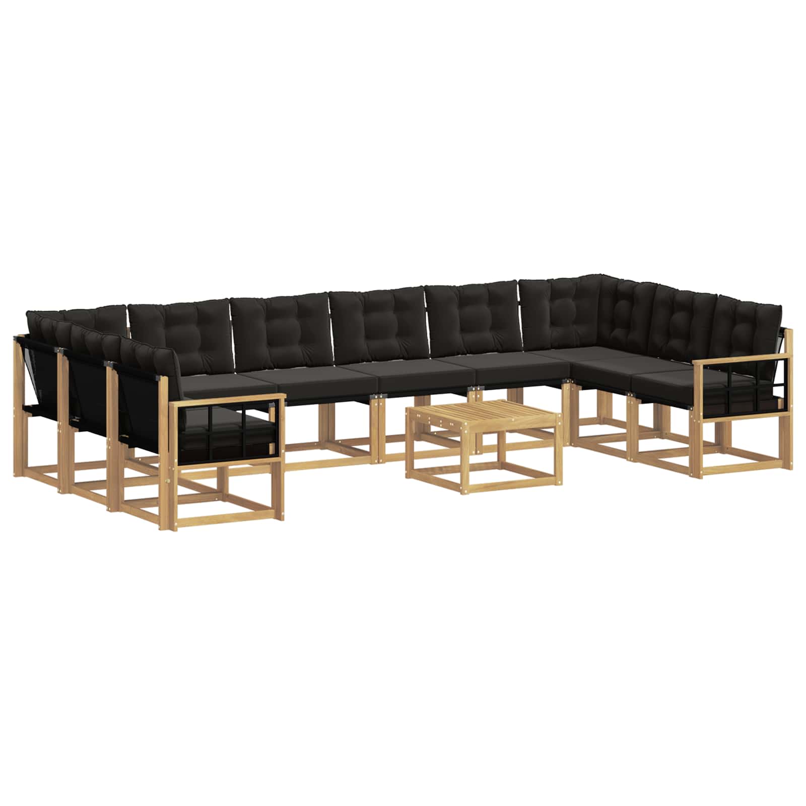 Set vanjskih sofa s jastukom 11 pcs Bijela i crna