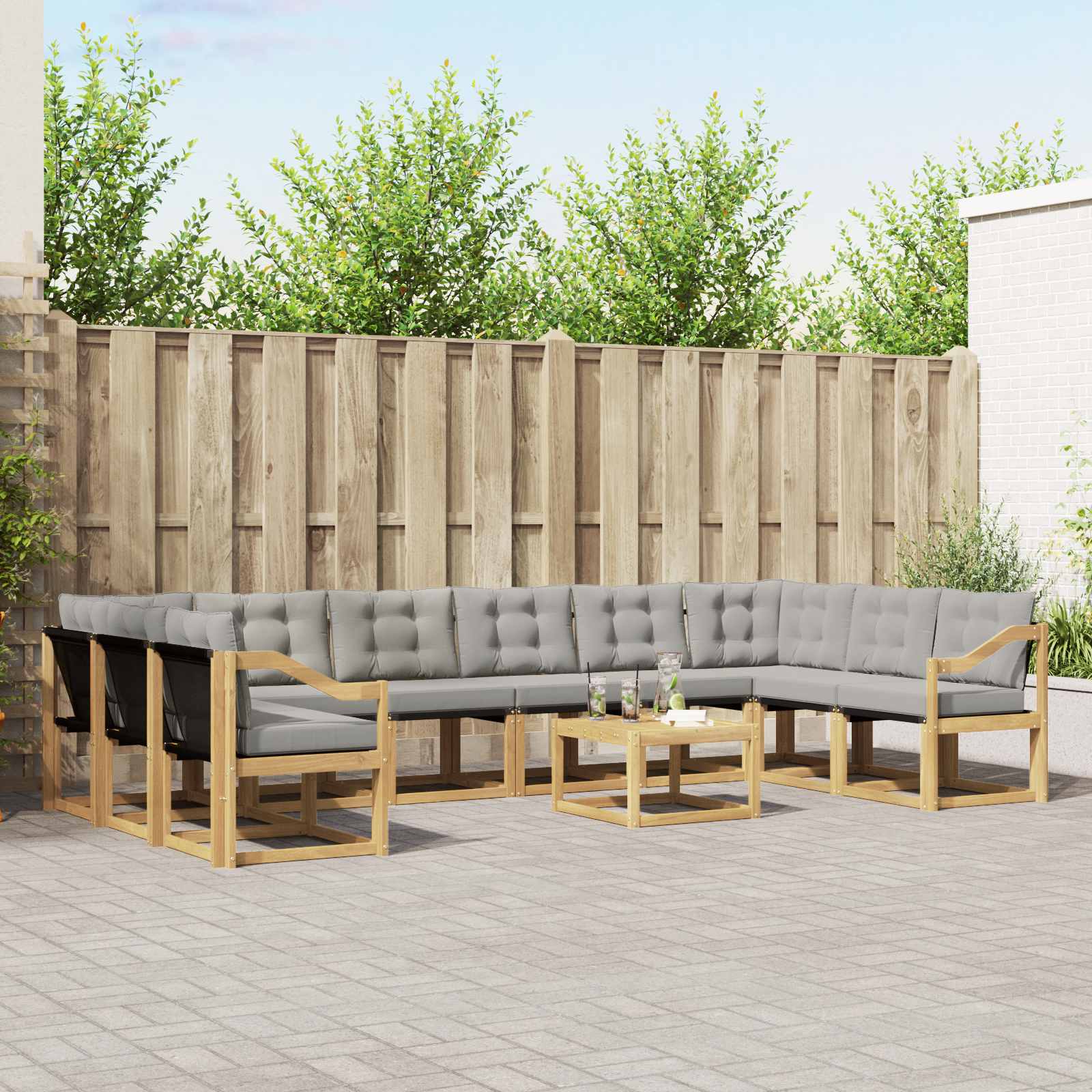Set vanjskih sofa s jastukom 11 pcs Bijela i svjetlosiva