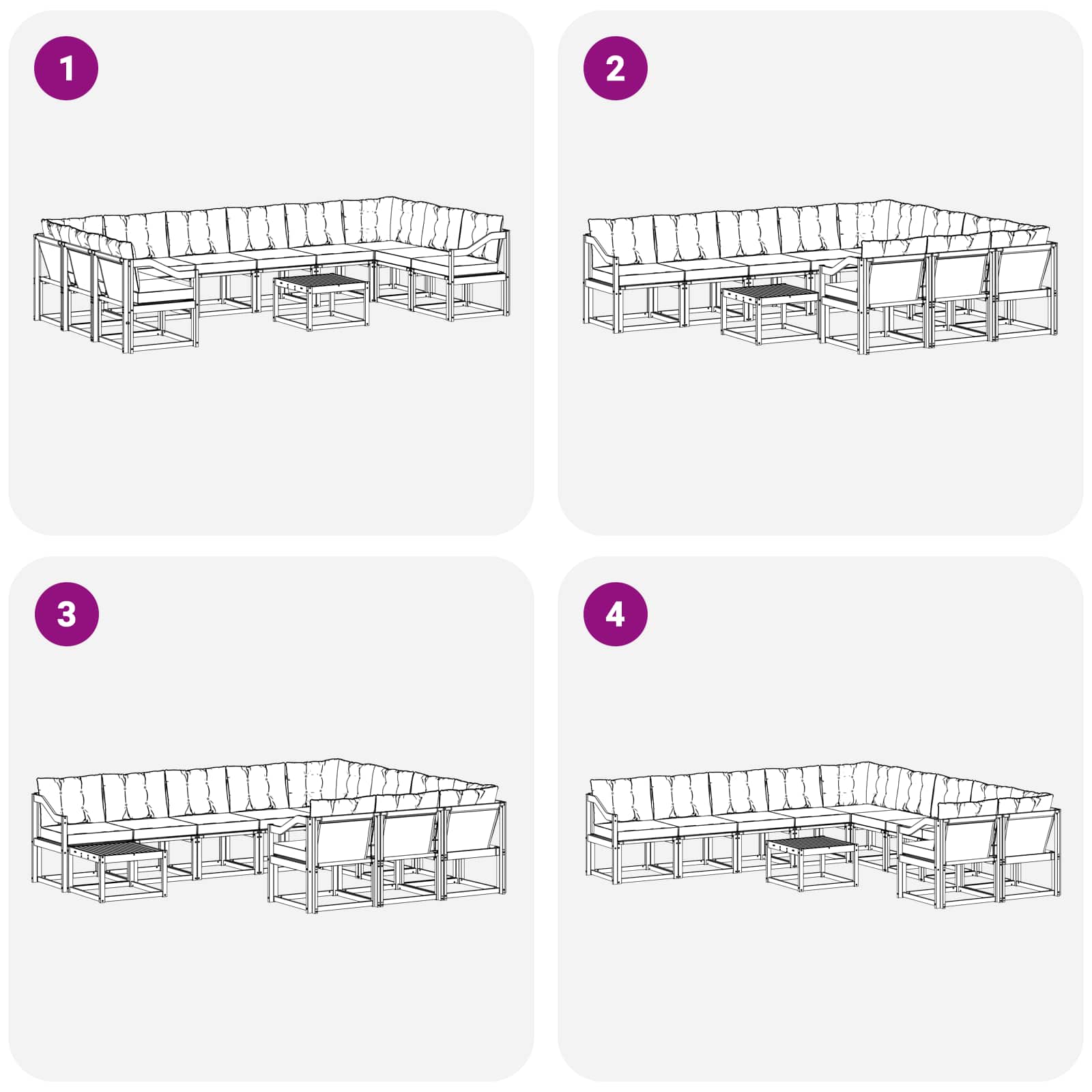 Set vanjskih sofa s jastukom 11 pcs Bijela i crna