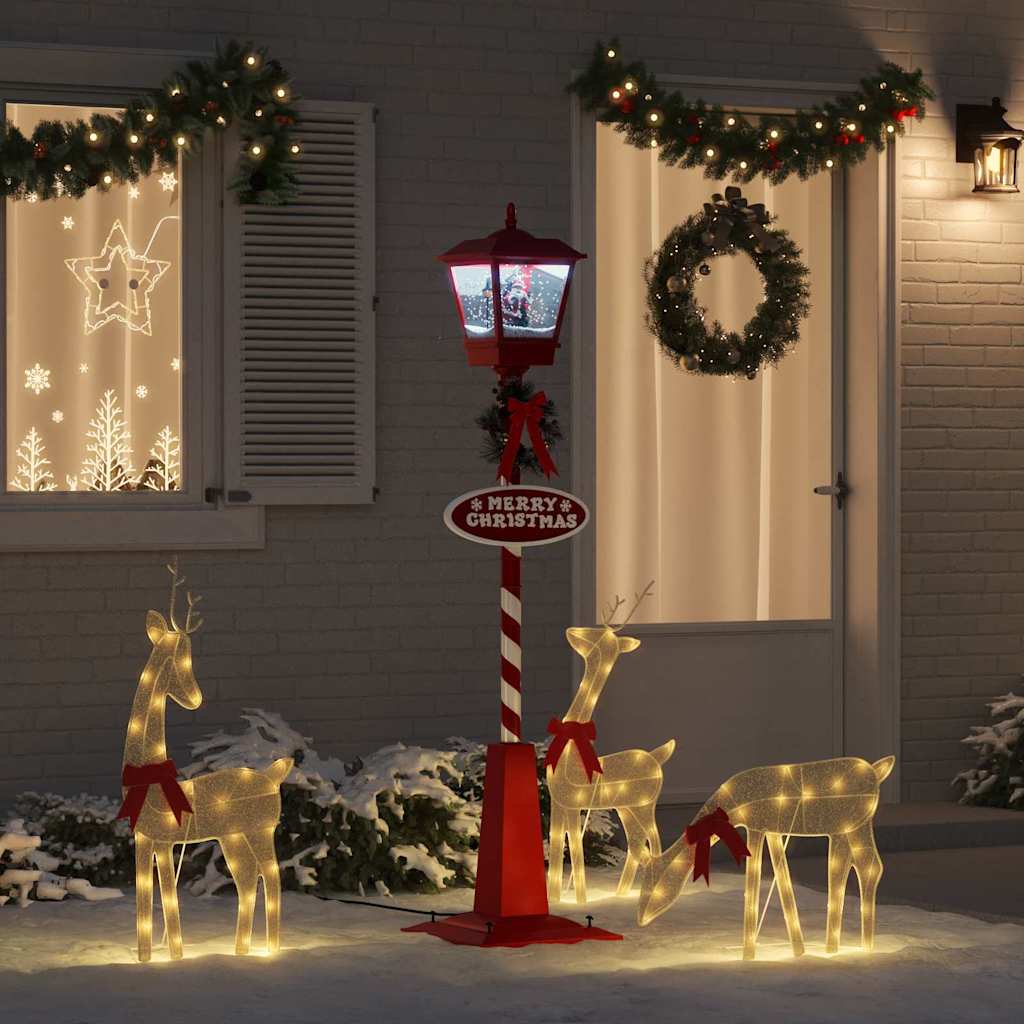 Božićna ulična lampa s lampionom Crvena 40,5x40,5x180cm