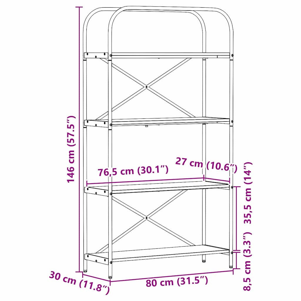 Polica Sonoma hrast 80 x 30 x 146 cm Konstruirano drvo