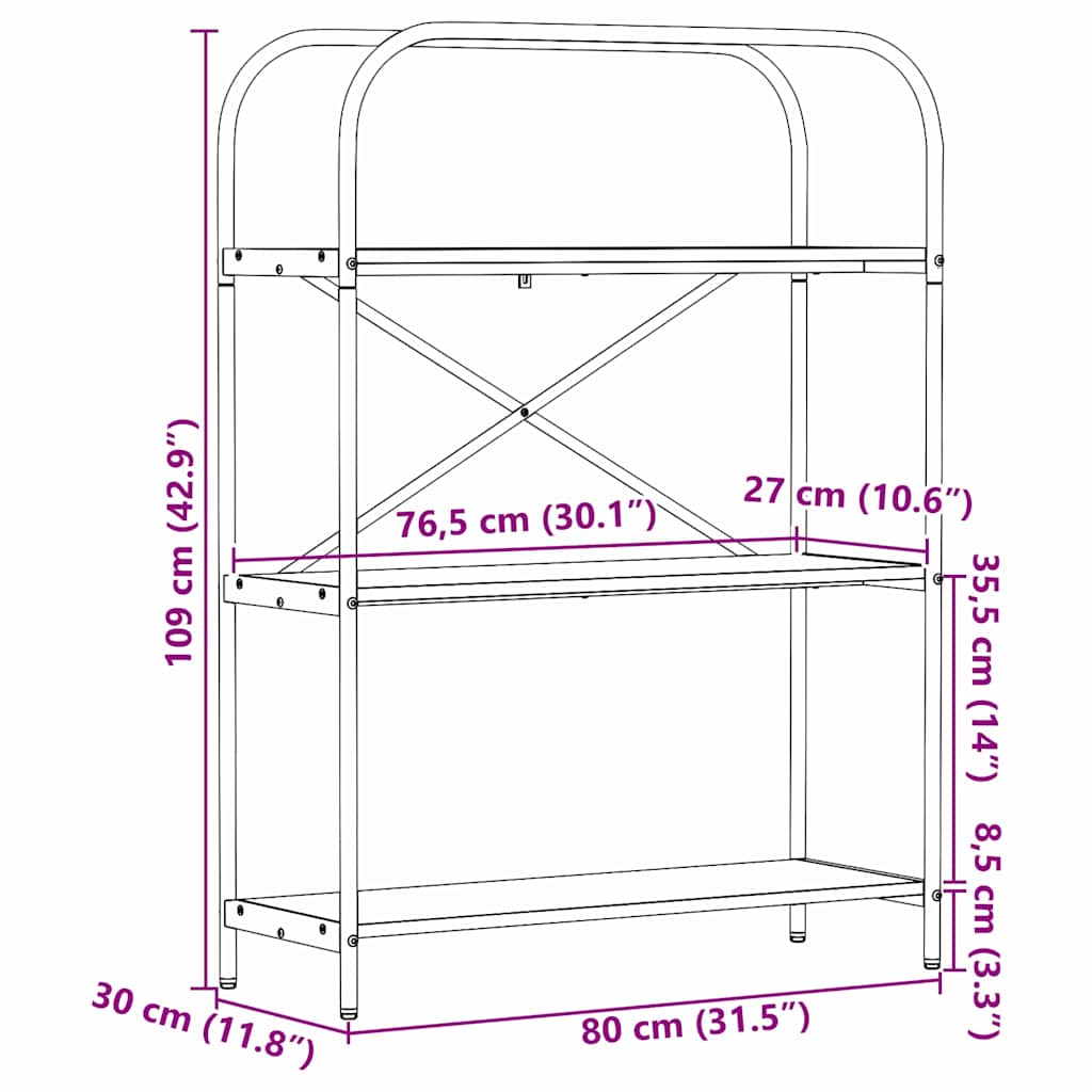Polica Crni hrast 80 x 30 x 109 cm Konstruirano drvo