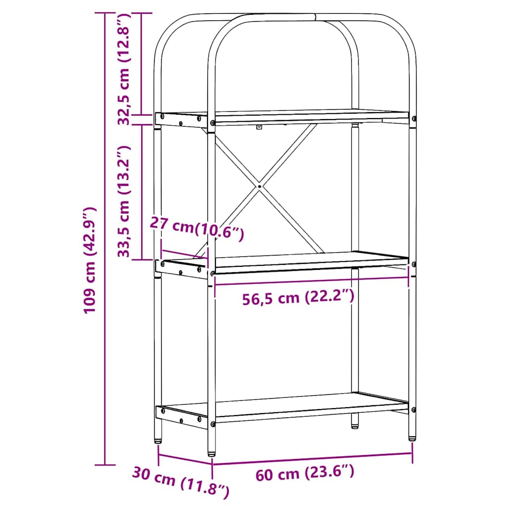 Polica Crni hrast 60 x 30 x 109 cm Konstruirano drvo