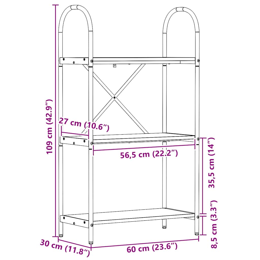 Polica Sonoma hrast 60 x 30 x 109 cm Konstruirano drvo