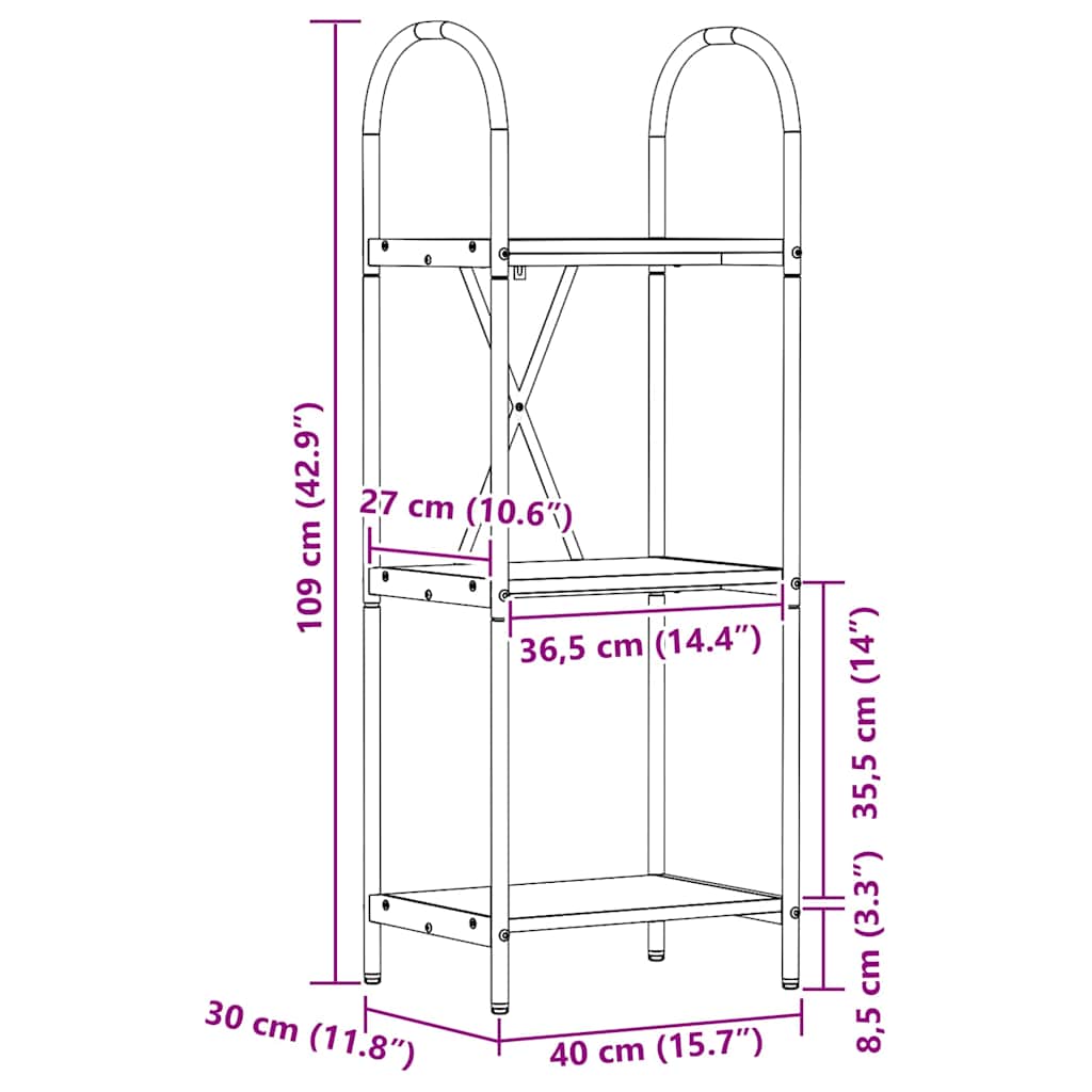 Polica Dimljeni hrast 40 x 30 x 109 cm Konstruirano drvo