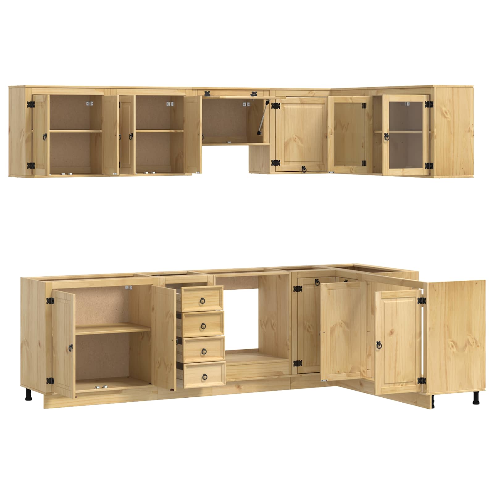 Cabinet s ladicama SKI 10 pcs Medeno Smeđa Čvrsto borovo drvo