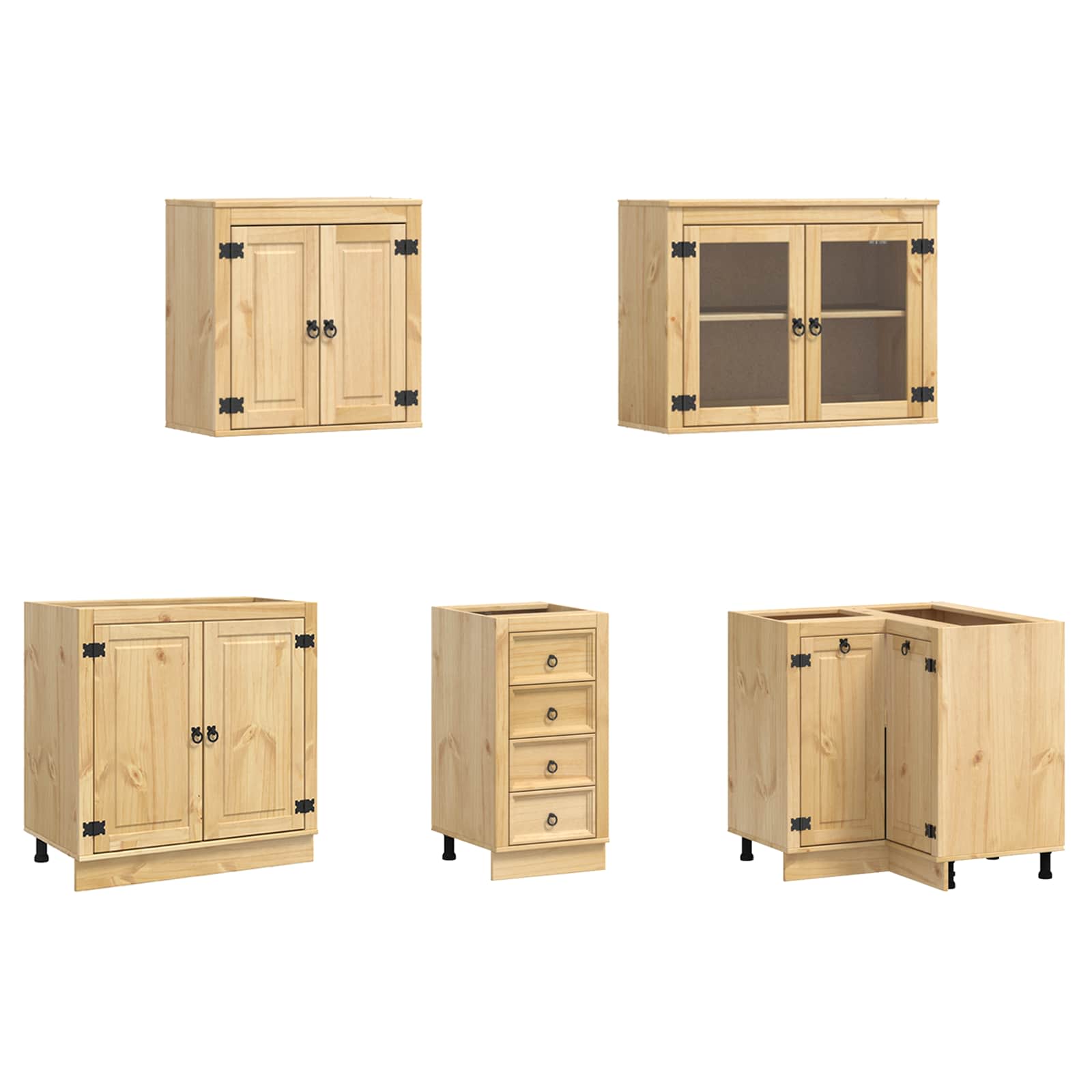 Cabinet s ladicama SKI 10 pcs Medeno Smeđa Čvrsto borovo drvo