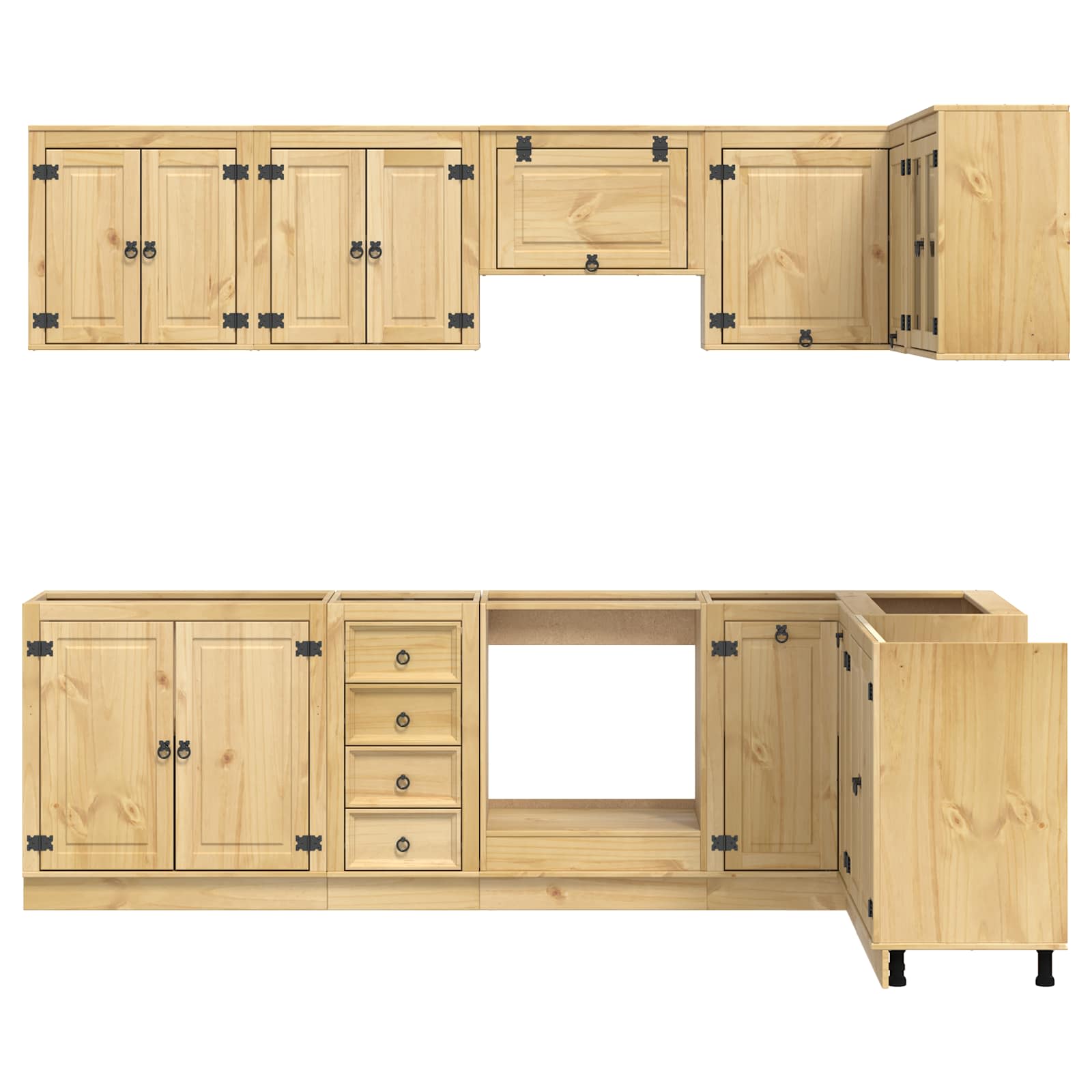 Cabinet s ladicama SKI 10 pcs Medeno Smeđa Čvrsto borovo drvo
