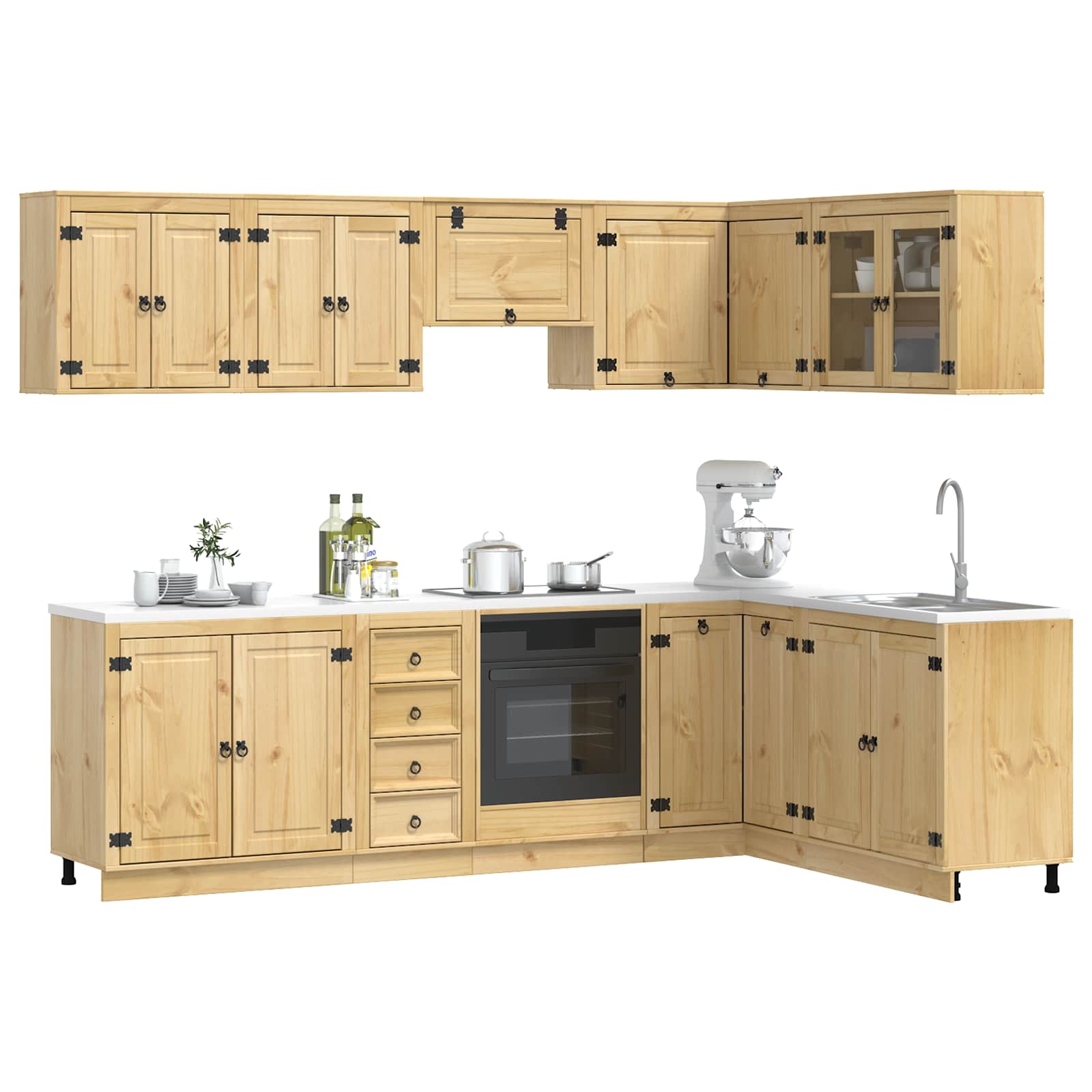 Cabinet s ladicama SKI 10 pcs Medeno Smeđa Čvrsto borovo drvo