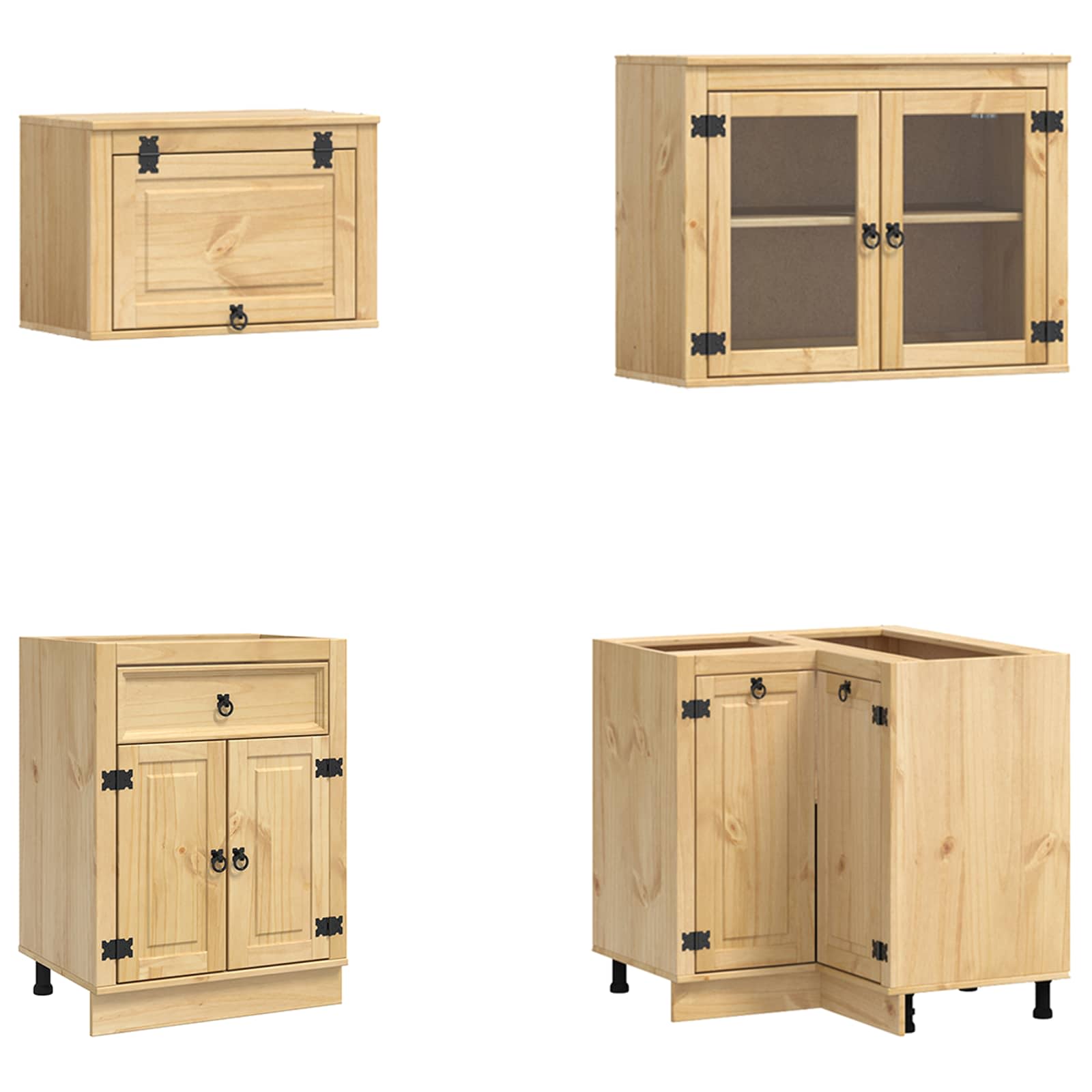 Cabinet s policom SKI 8 pcs Medeno Smeđa Čvrsto borovo drvo