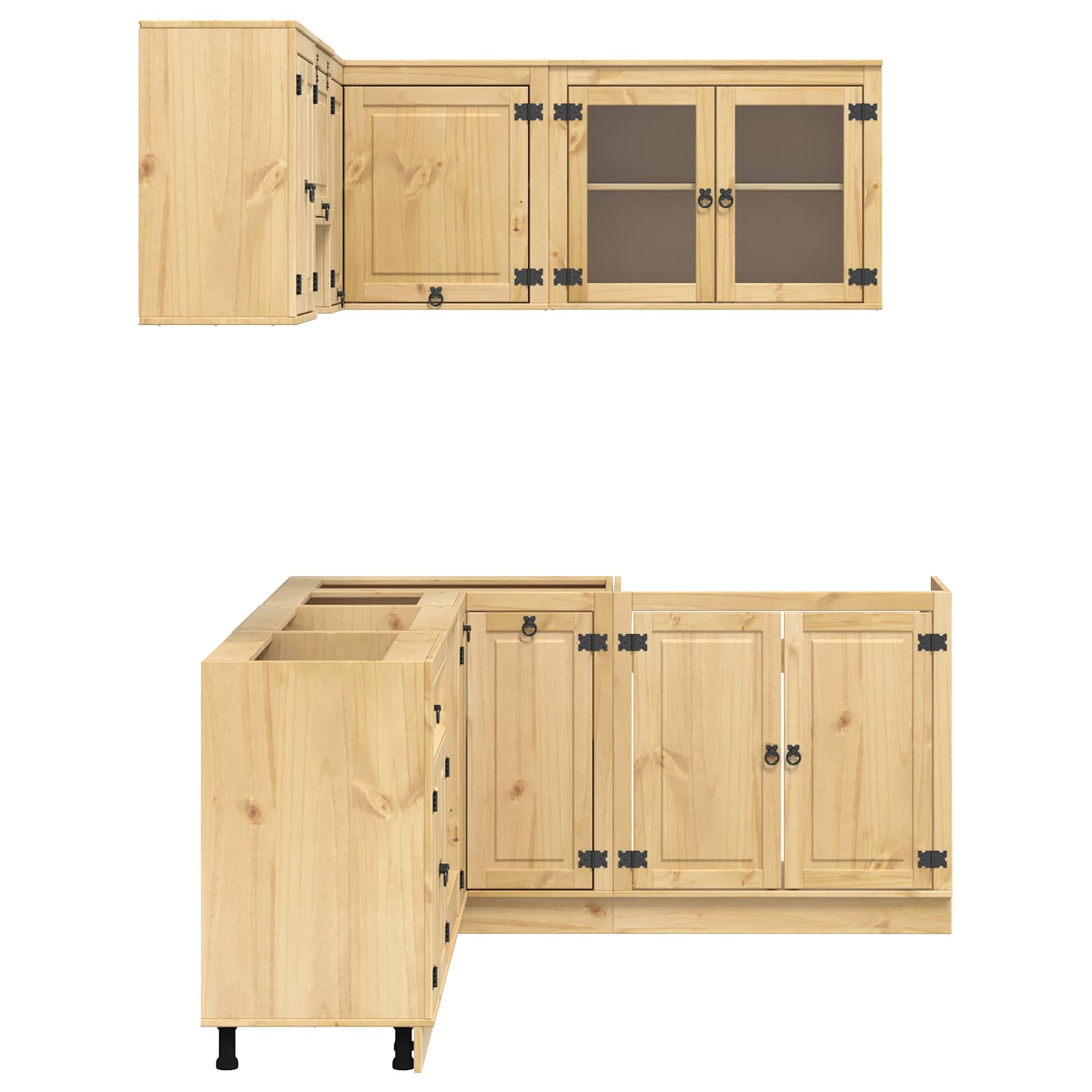 Cabinet s policom SKI 8 pcs Medeno Smeđa Čvrsto borovo drvo