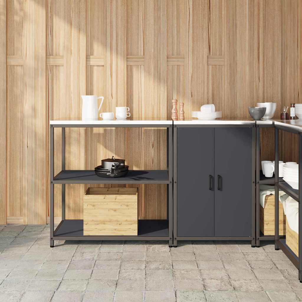 Kuhinjski set za pohranu s policom 2 pcs Antracit Čelična vrata