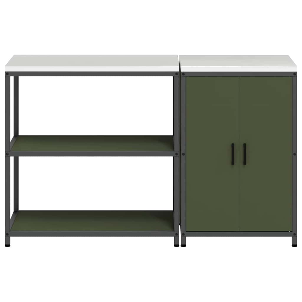 Kuhinjski set za pohranu 2 pcs Maslinasto zelena Čelična vrata