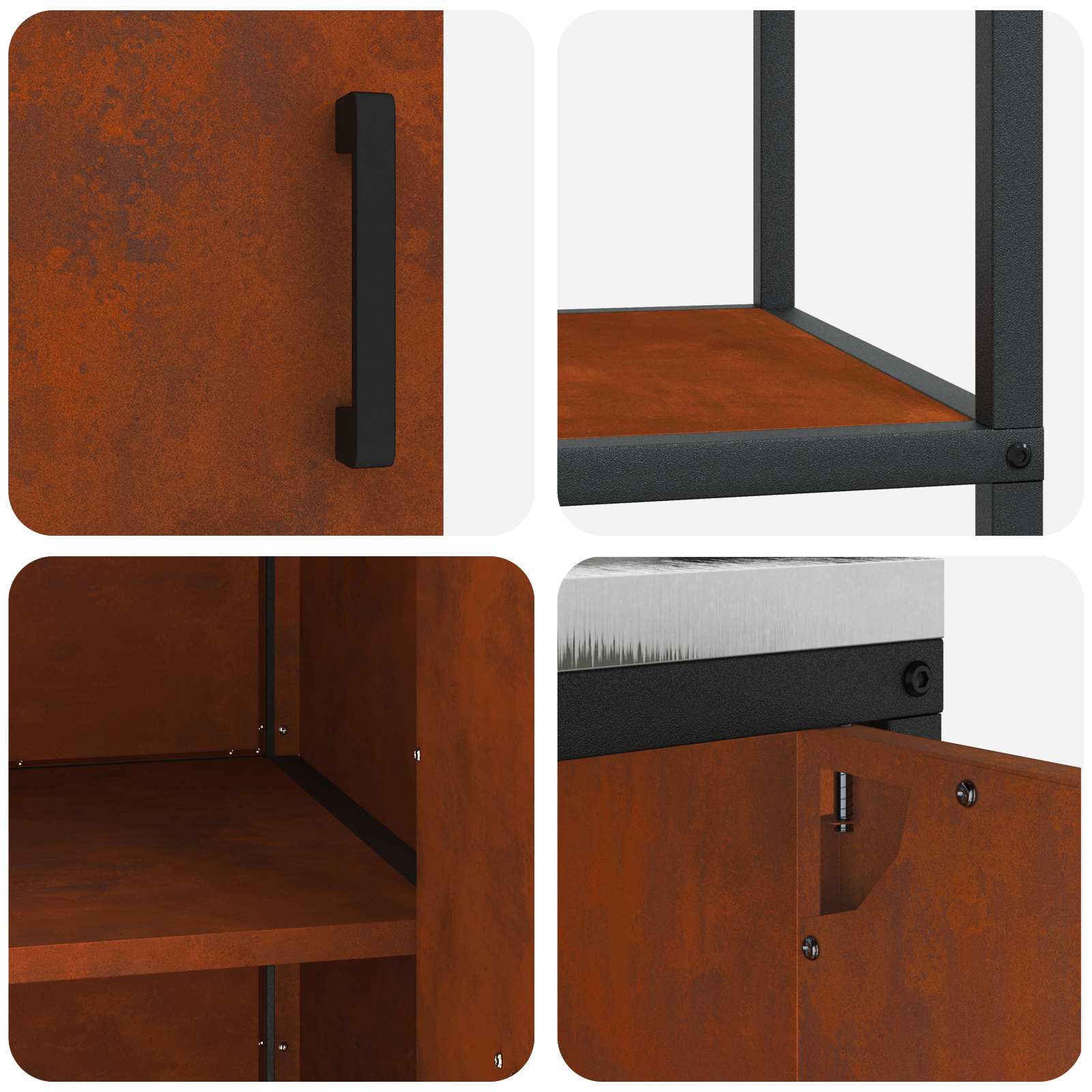 Kuhinjski set za pohranu s policom s pohranom 3 pcs Rđa