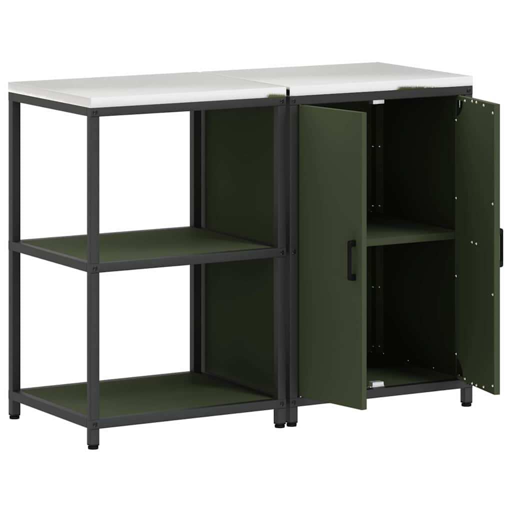 Kuhinjski set za pohranu 2 pcs Maslinasto zelena Čelična vrata