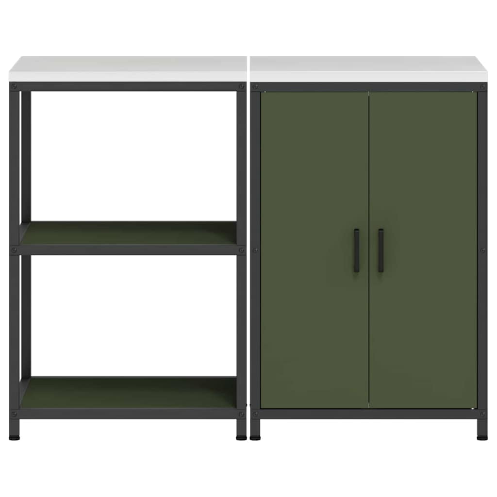 Kuhinjski set za pohranu 2 pcs Maslinasto zelena Čelična vrata