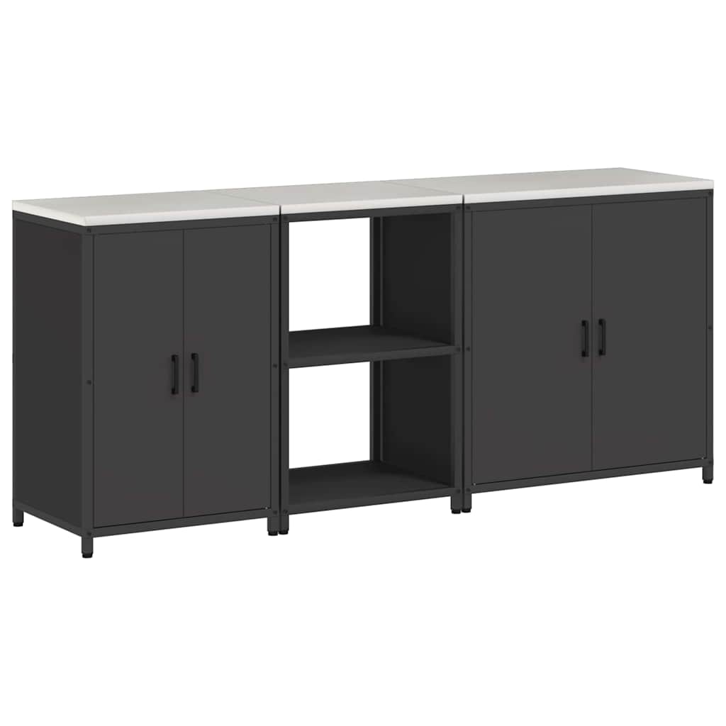 Kuhinjski set za pohranu HATTEM 3 pcs Crna Čelična vrata