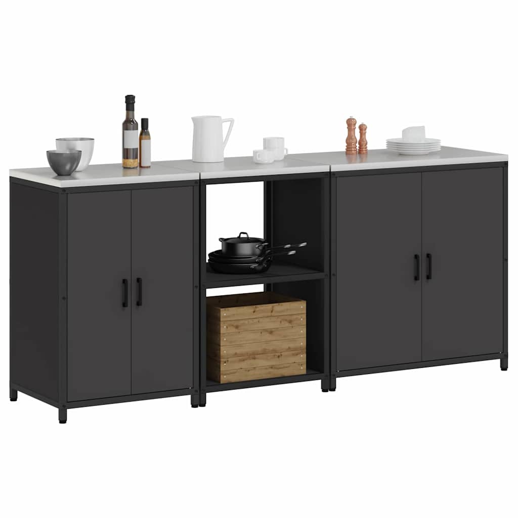 Kuhinjski set za pohranu HATTEM 3 pcs Crna Čelična vrata