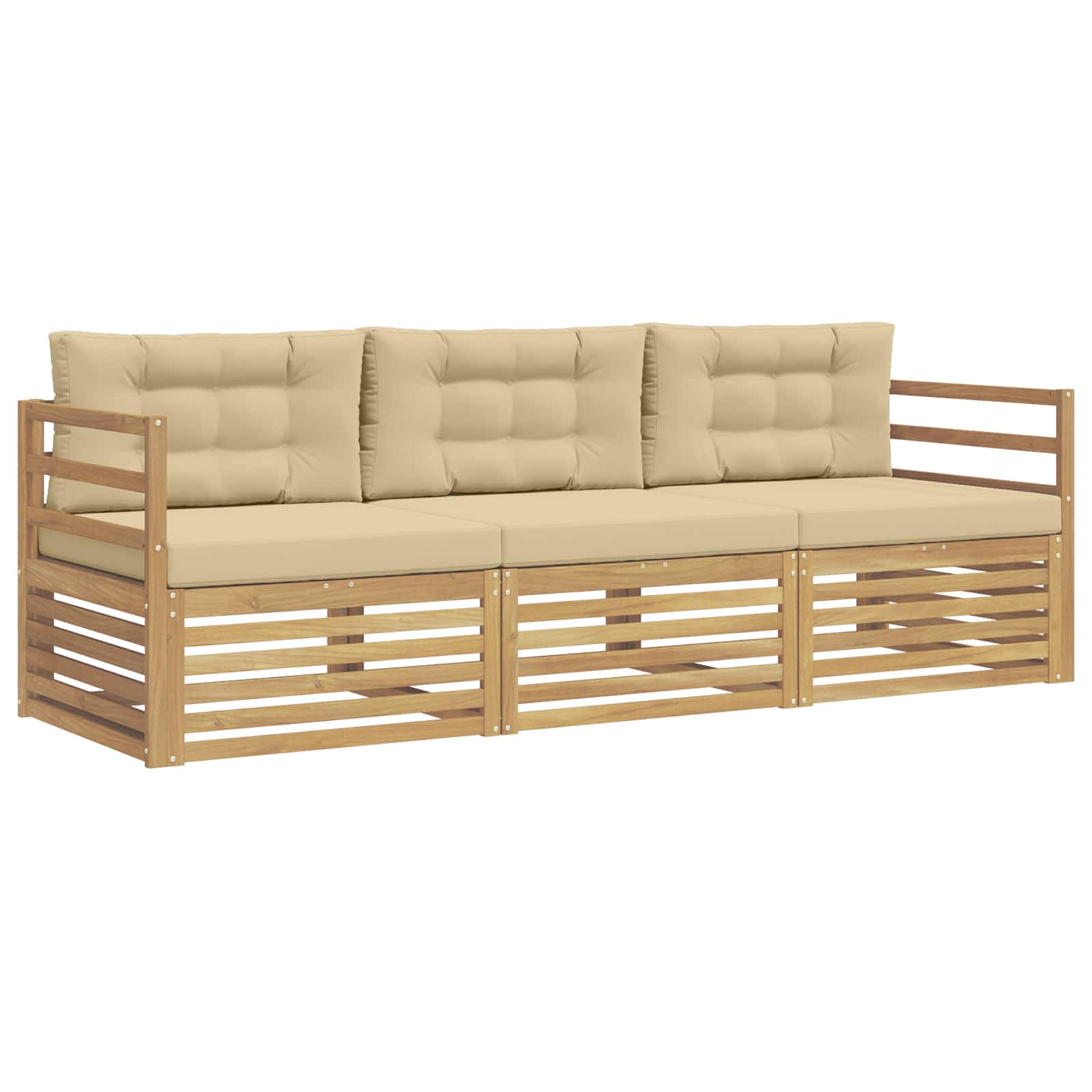 Set vanjskih sofa s jastukom 3 pcs Bijela i bež Poliester
