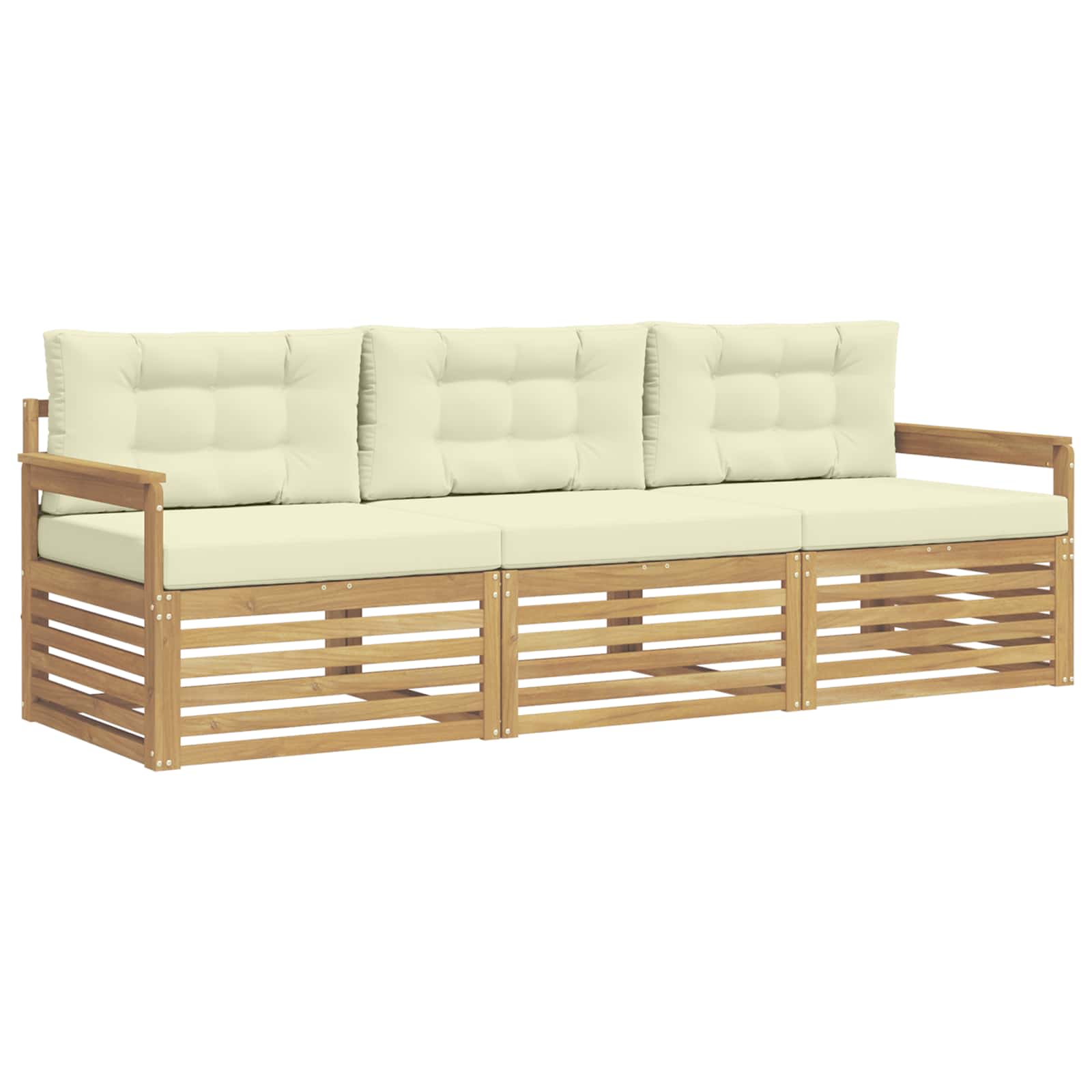 Set vanjskih sofa s jastukom 3 pcs Bijela i krem Poliester