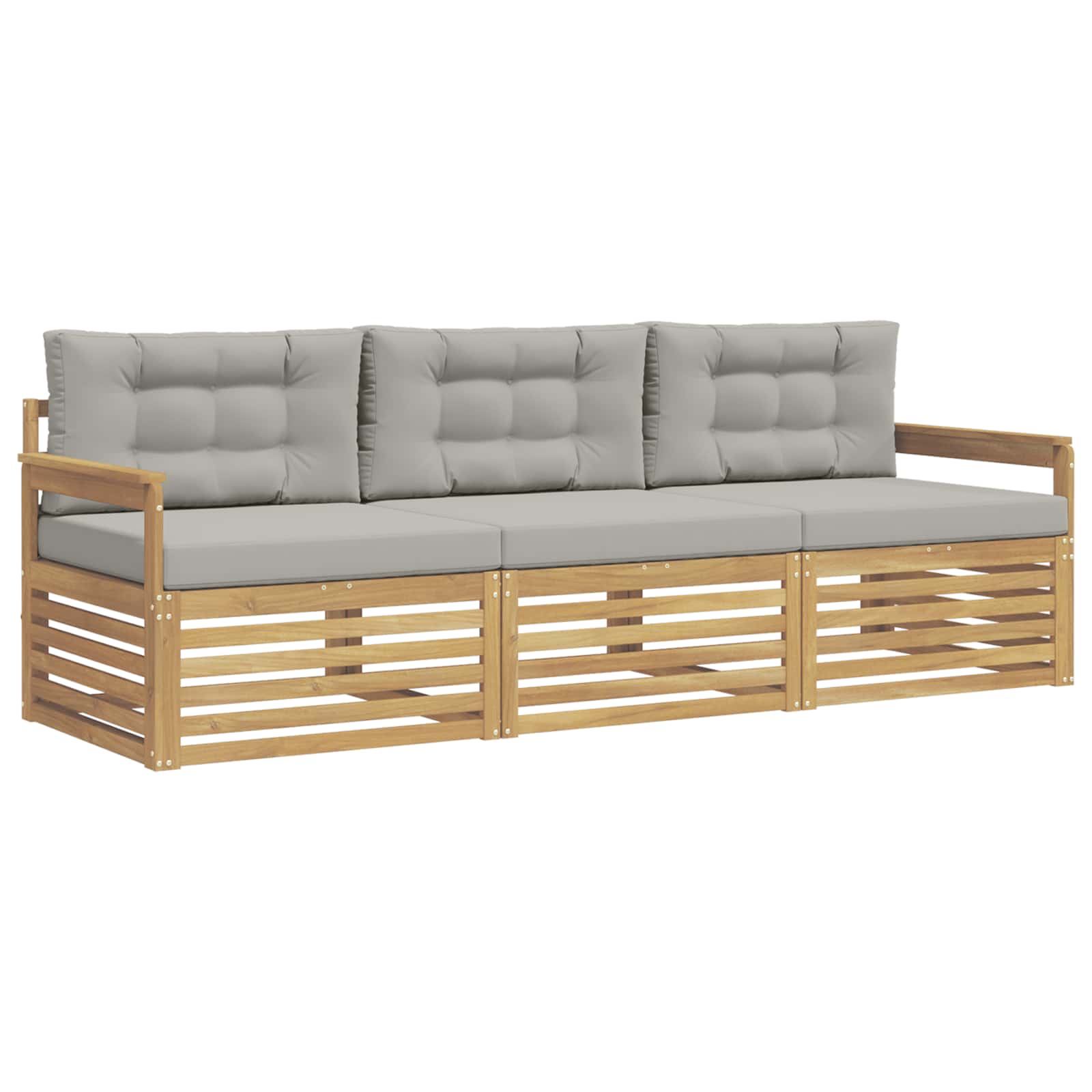 Set vanjskih sofa 3 pcs Bijela i svjetlosiva Poliester
