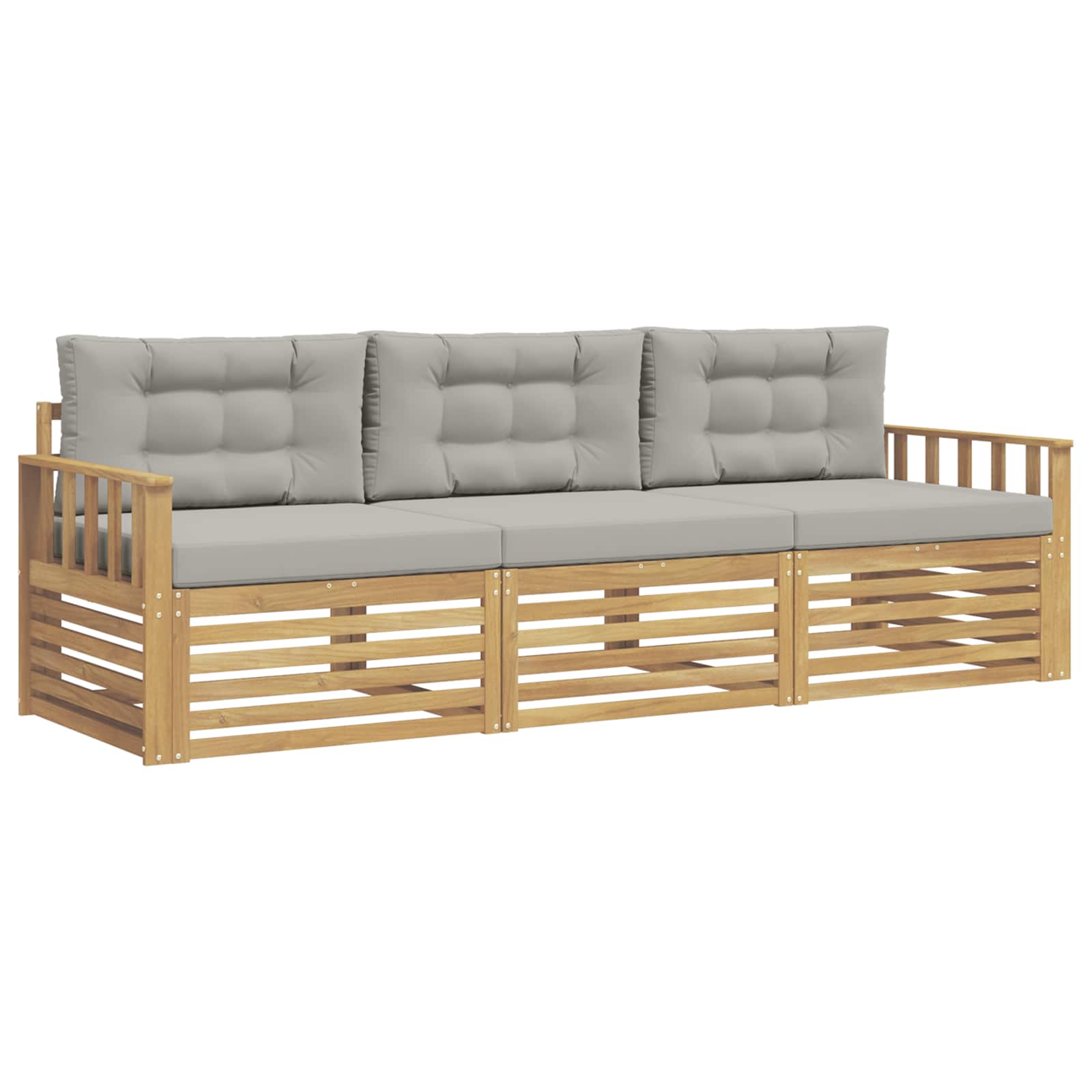 Set vanjskih sofa 3 pcs Bijela i svjetlosiva Poliester