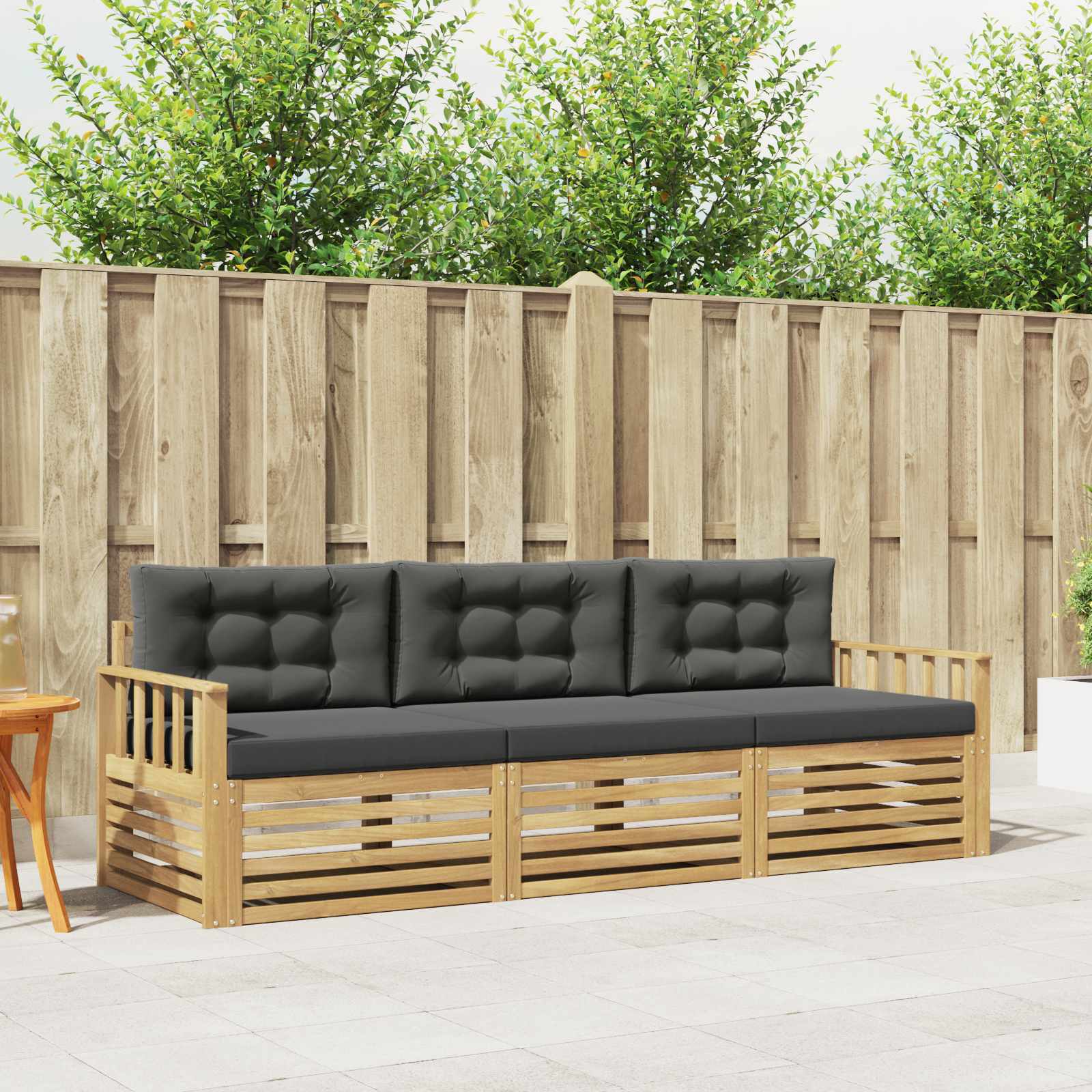 Set vanjskih sofa s jastukom 3 pcs Bijela i antracit Poliester