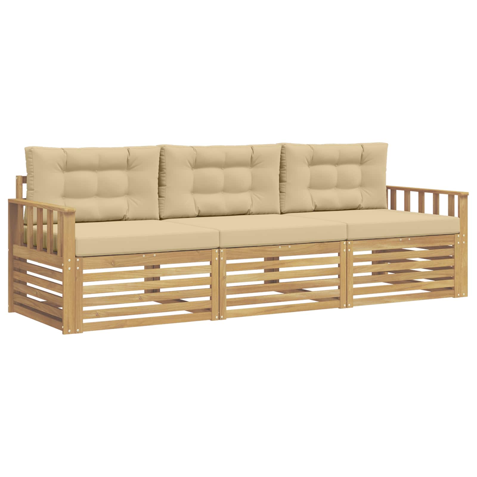 Set vanjskih sofa s jastukom 3 pcs Bijela i bež Poliester