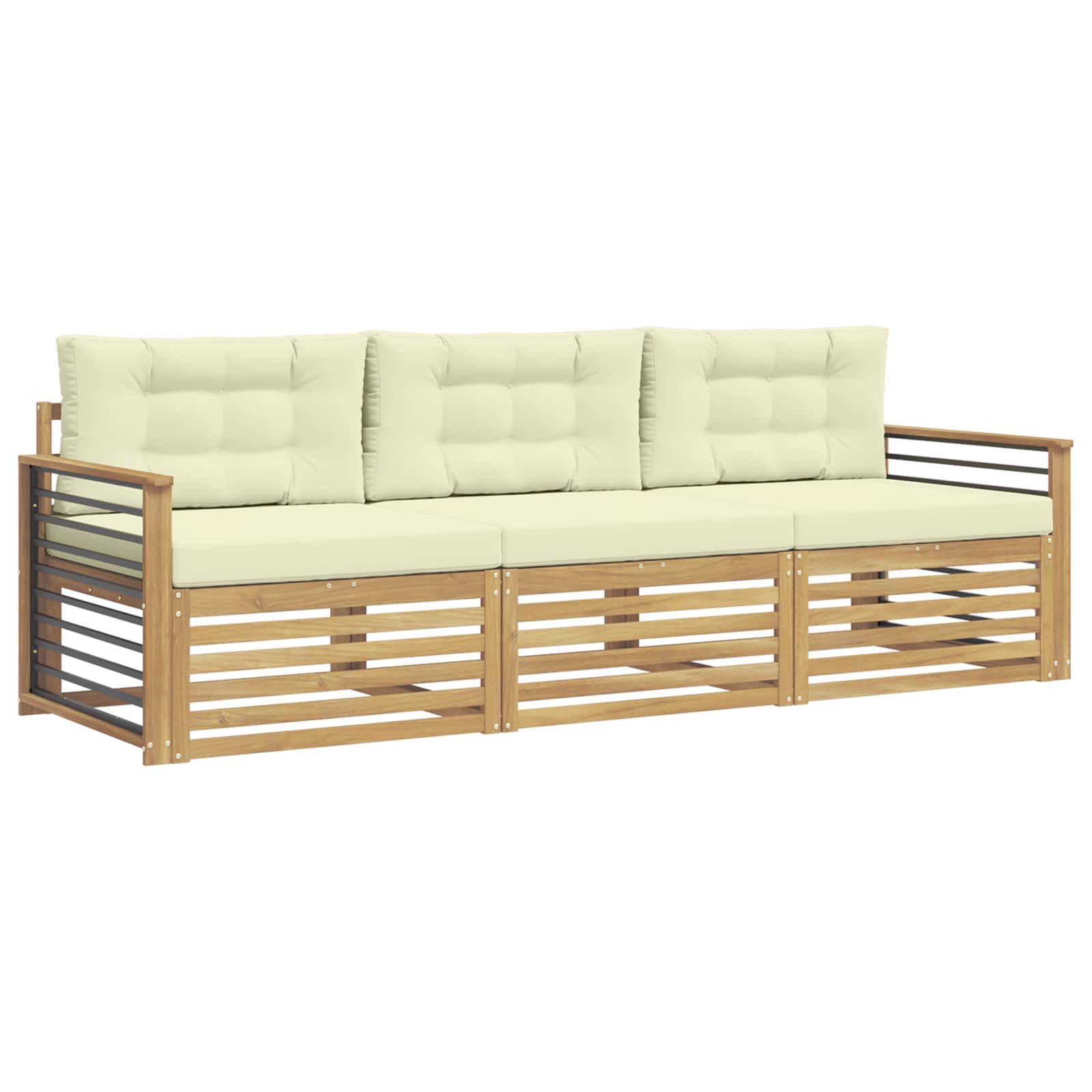 Set vanjskih sofa s jastukom 3 pcs Bijela i krem Poliester