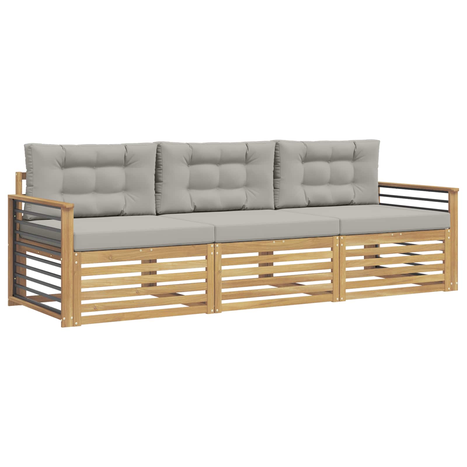 Set vanjskih sofa 3 pcs Bijela i svjetlosiva Poliester