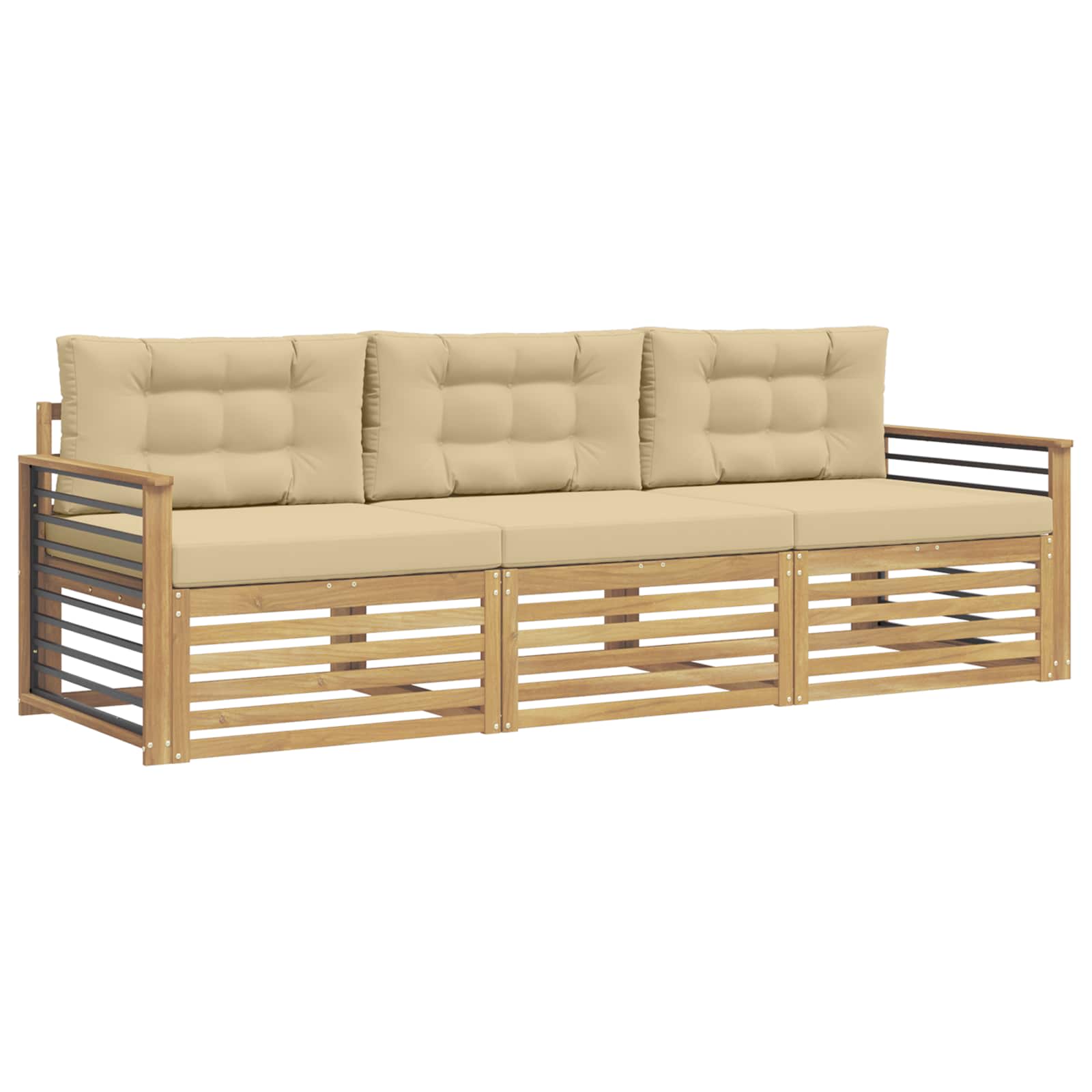 Set vanjskih sofa s jastukom 3 pcs Bijela i bež Poliester