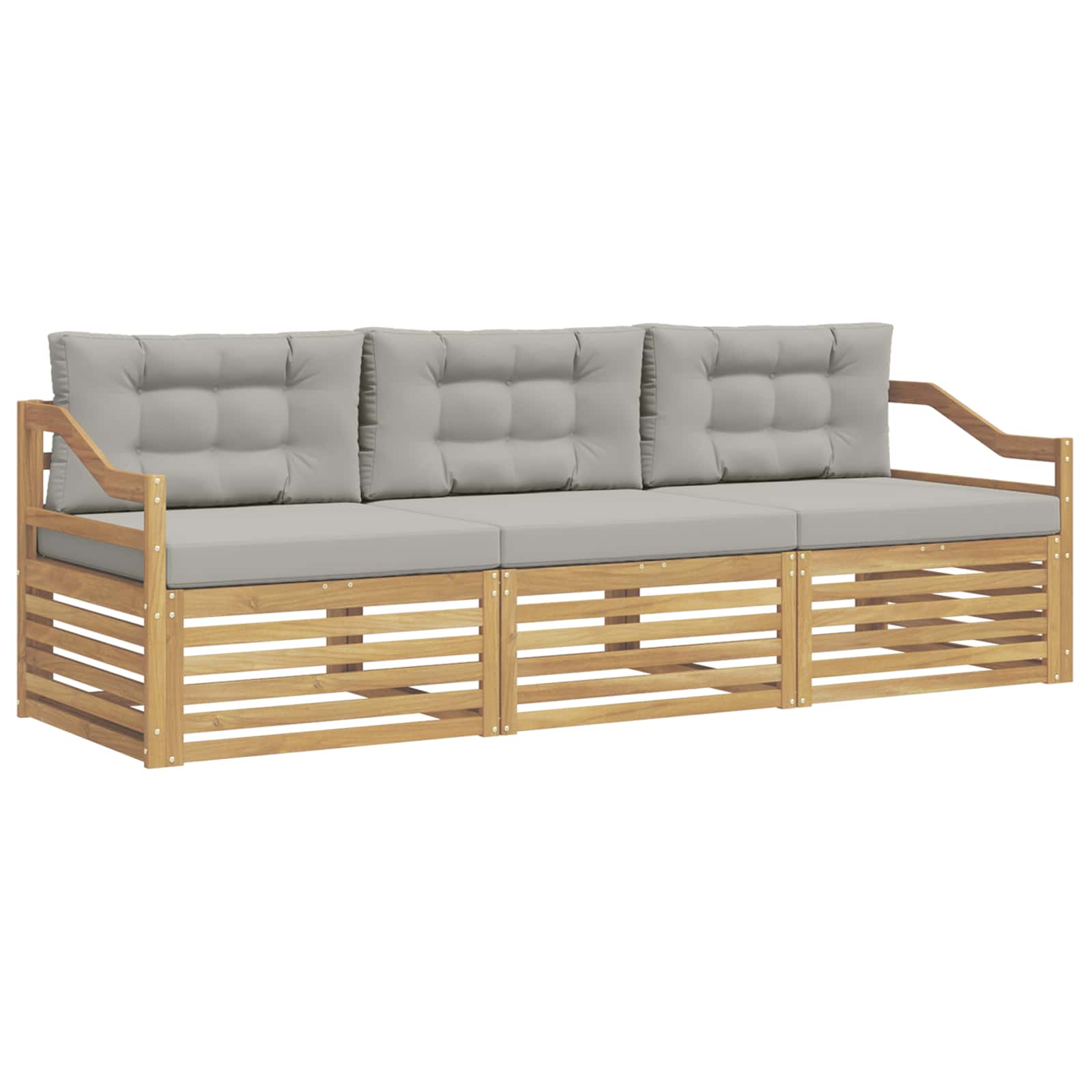 Set vanjskih sofa 3 pcs Bijela i svjetlosiva Poliester