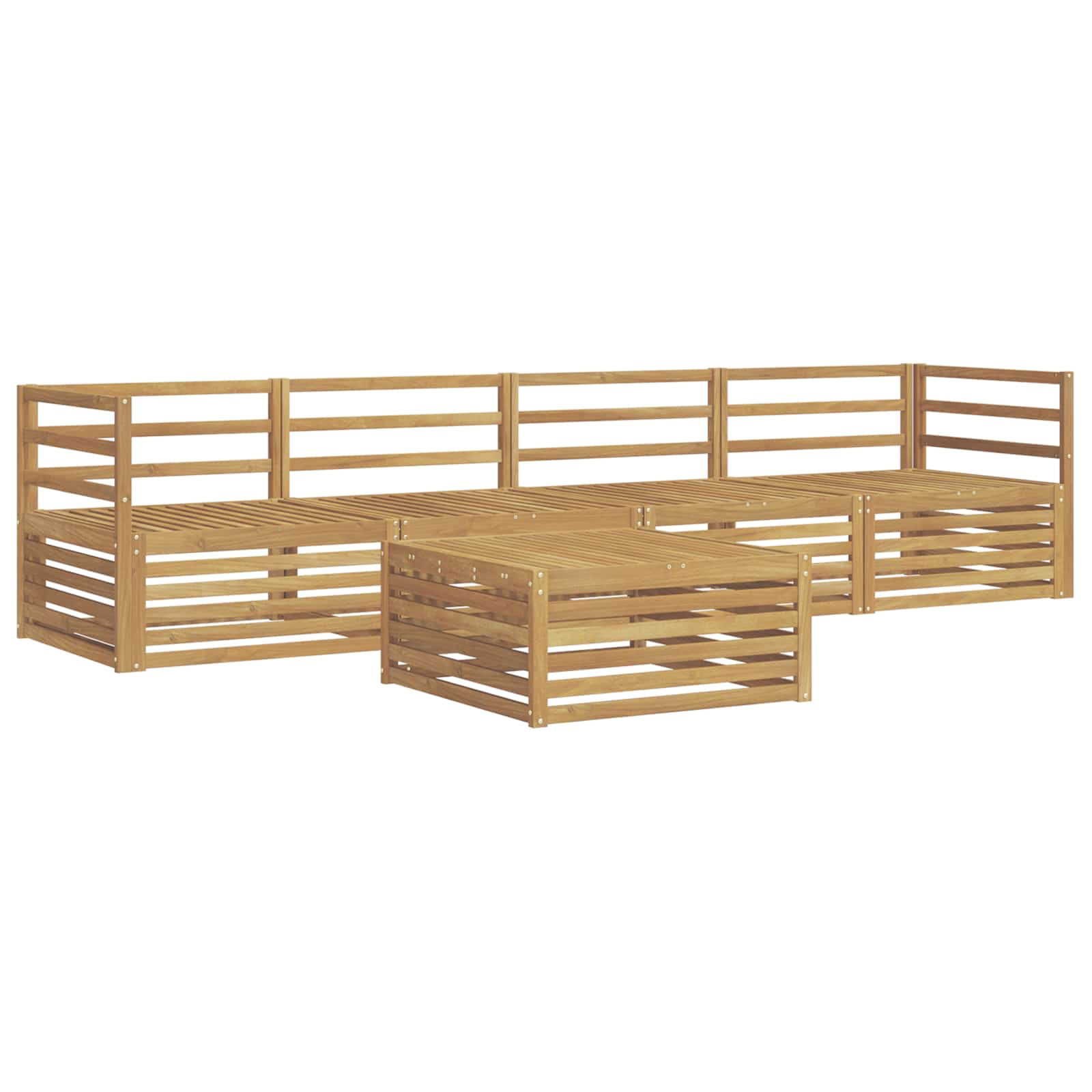 Set vanjskih sofa 5 pcs Bijela Čvrsto drvo akacije