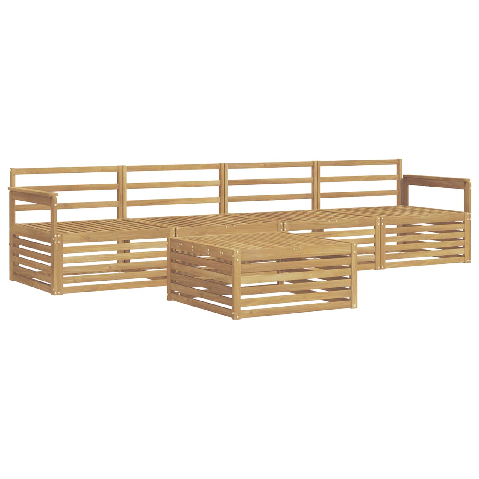 Set vanjskih sofa 5 pcs Bijela Čvrsto drvo akacije