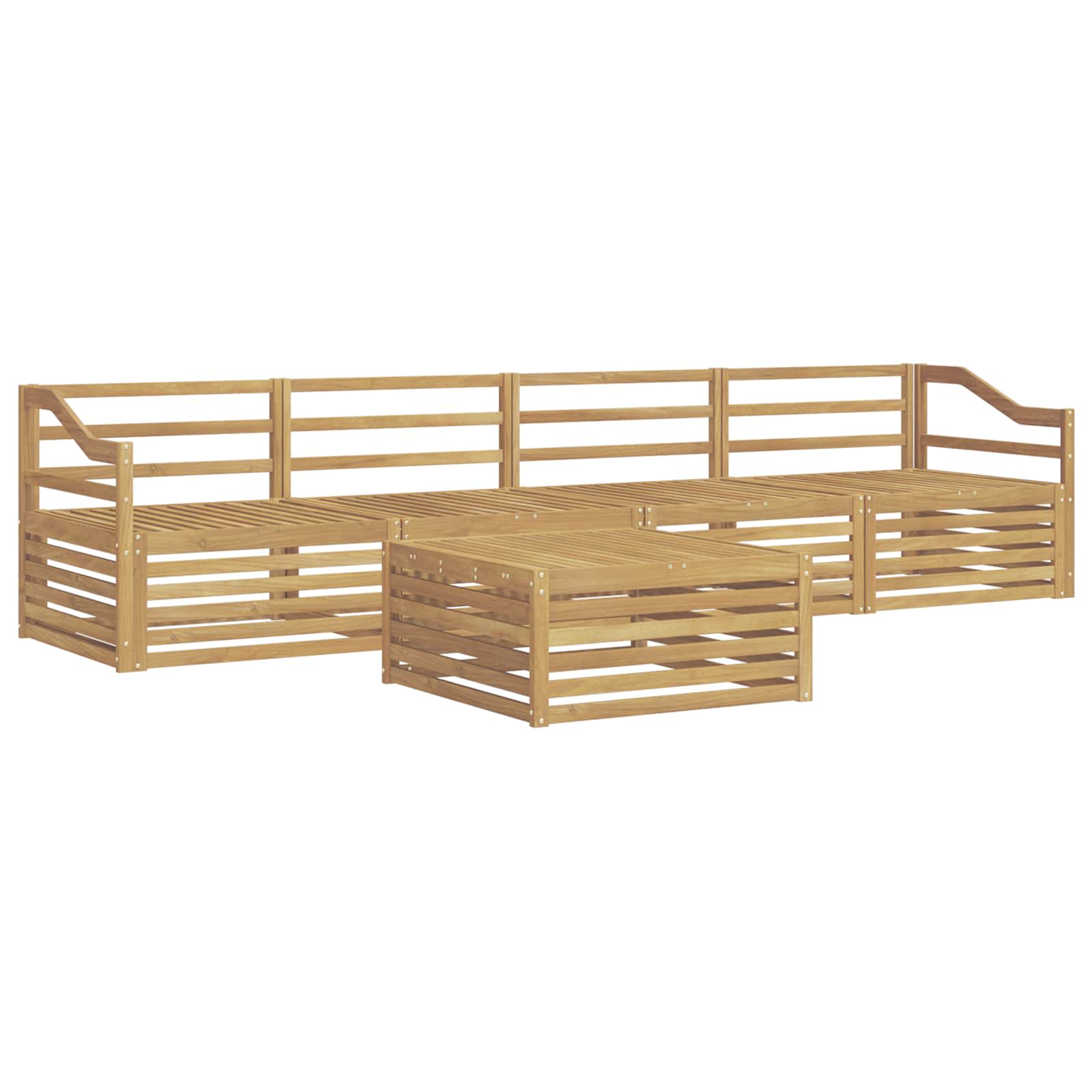 Set vanjskih sofa 5 pcs Bijela Čvrsto drvo akacije