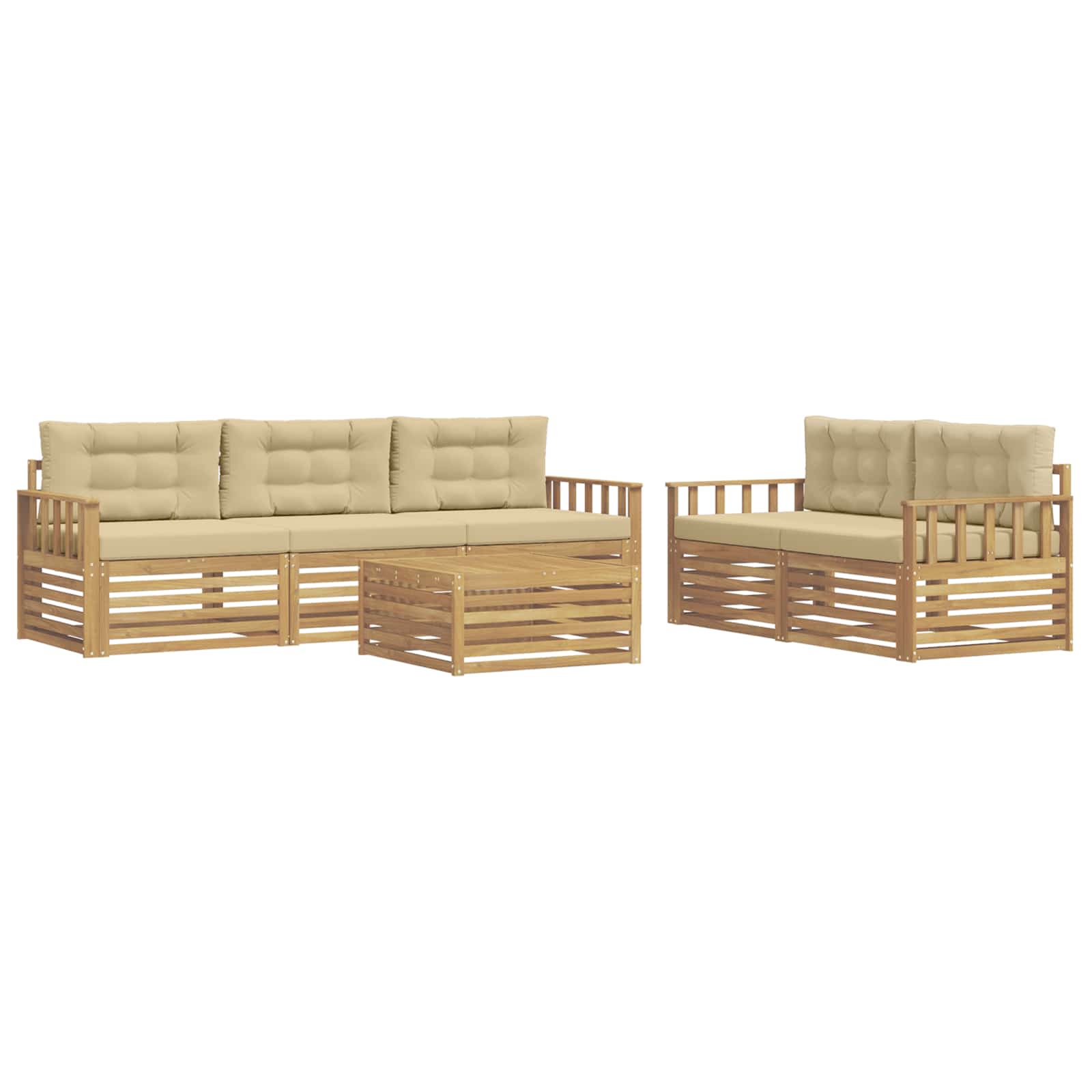 Set vanjskih sofa 6 pcs Bijela i bež