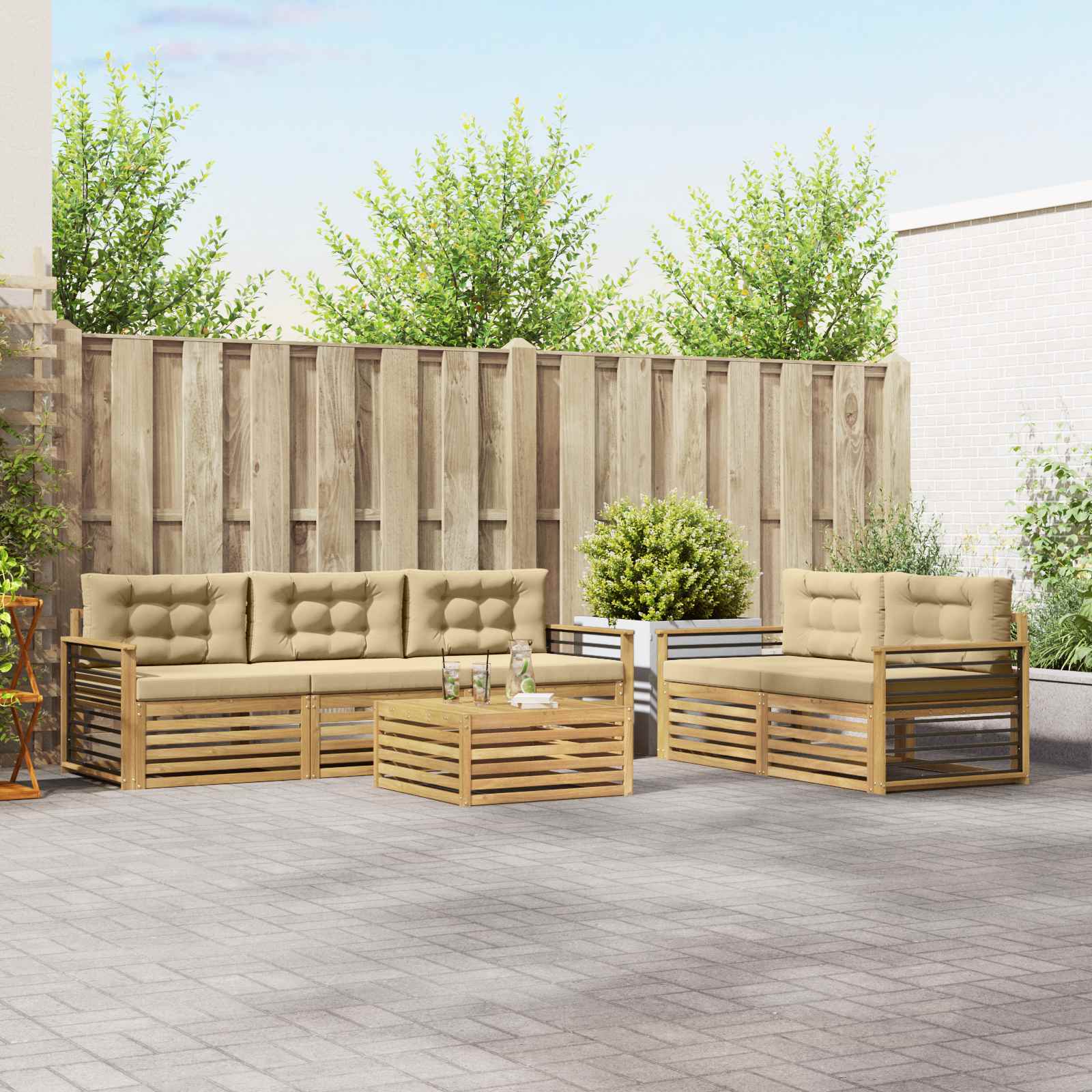 Set vanjskih sofa 6 pcs Bijela i bež
