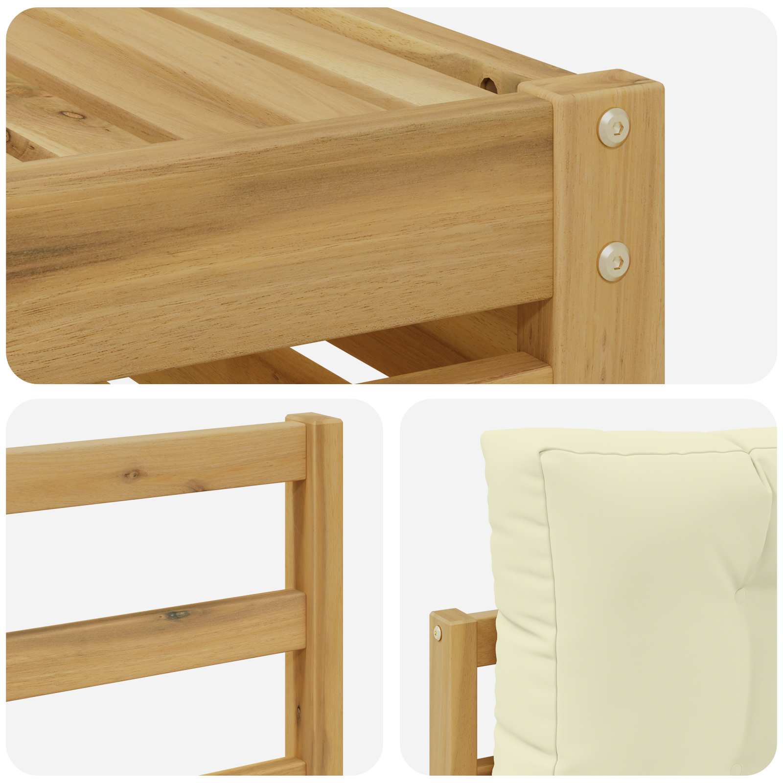 Set vanjskih sofa s jastukom 7 pcs Bijela i krem Poliester