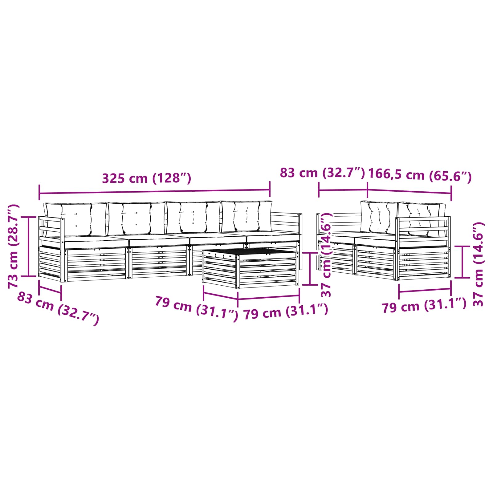 Set vanjskih sofa s jastukom 7 pcs Bijela i krem Poliester