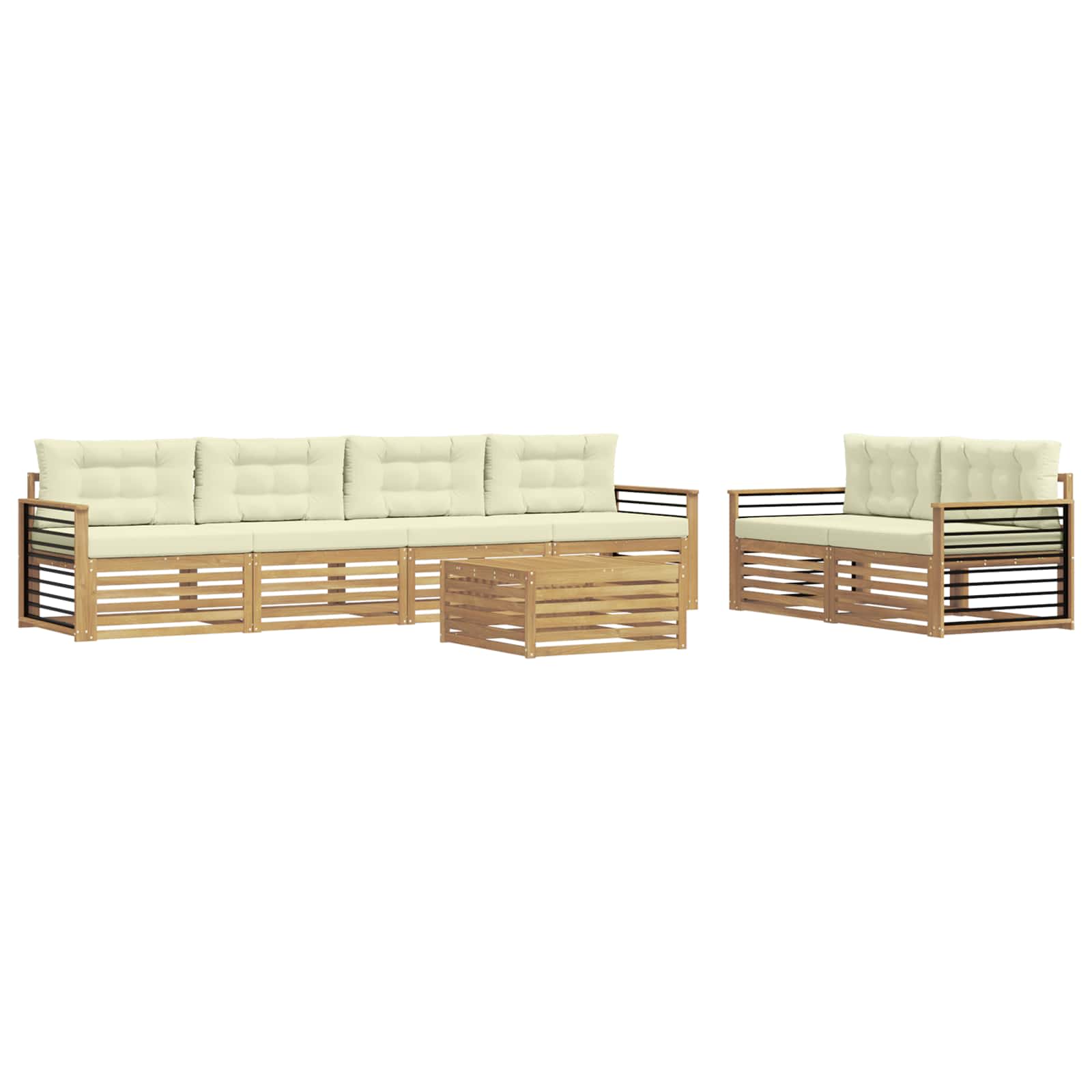 Set vanjskih sofa s jastukom 7 pcs Bijela i krem Poliester