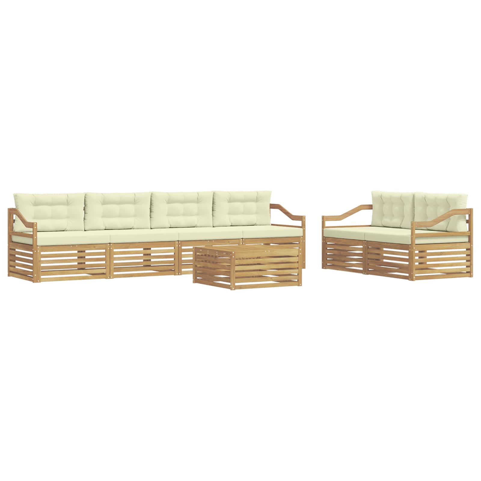 Set vanjskih sofa s jastukom 7 pcs Bijela i krem Poliester