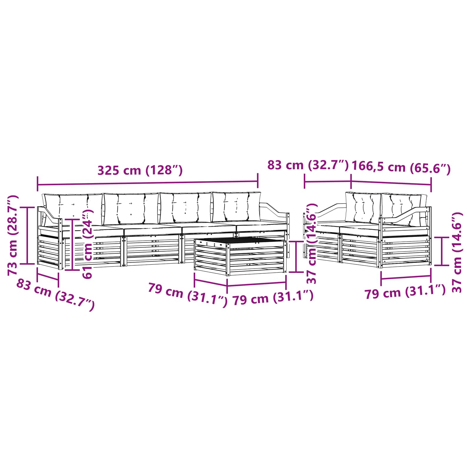 Set vanjskih sofa s jastukom 7 pcs Bijela i krem Poliester