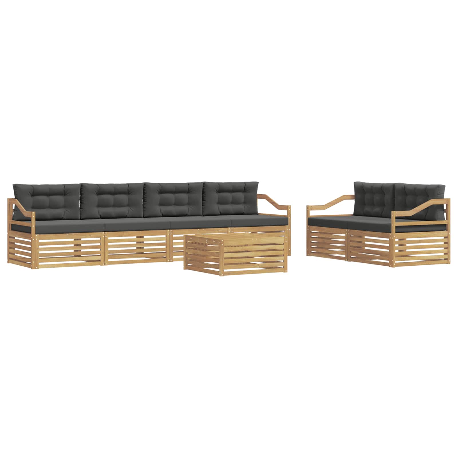 Set vanjskih sofa s jastukom 7 pcs Bijela i antracit Poliester